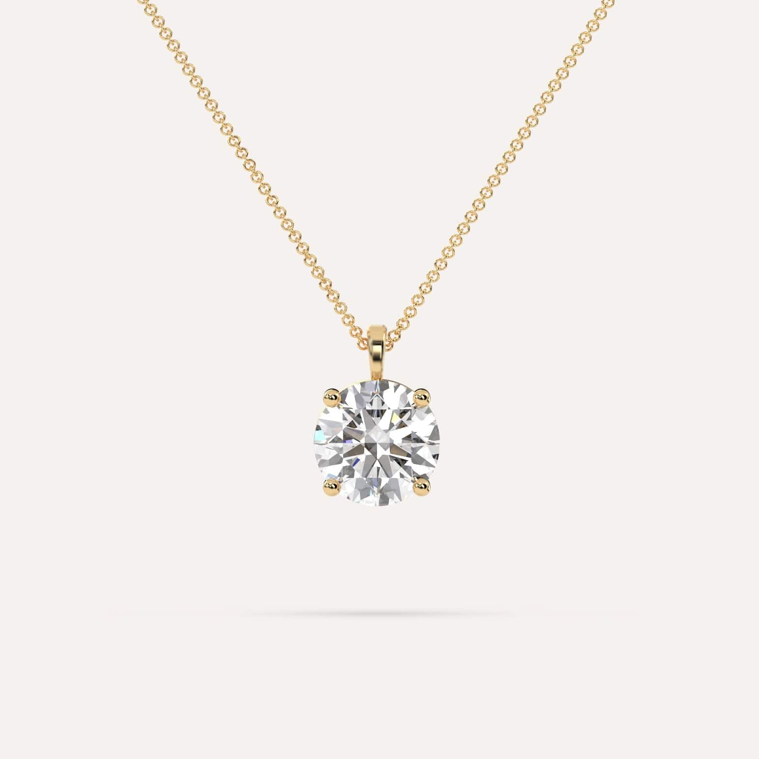 Round Diamond Pendant Necklace - 14K Gold Solitaire Pendant Setting for Women - Perfect for Weddings, Anniversaries & Special Occasions