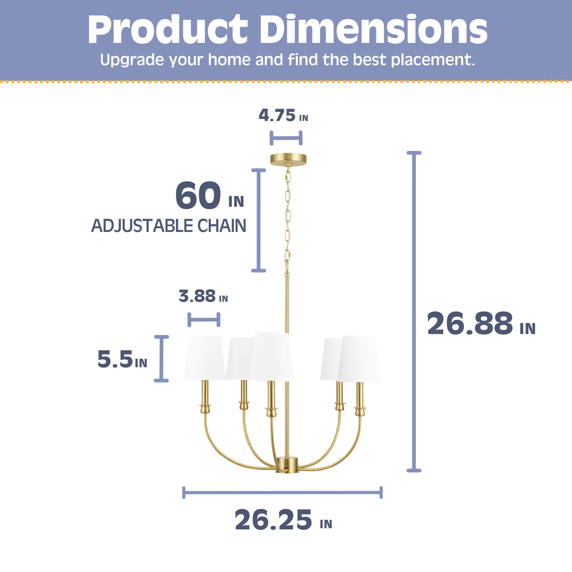5-Light Billet Chandelier with Brushed Gold Finish & Fabric Shades - Elegant Dining Room Lighting for Modern Farmhouse or Industrial Decor
