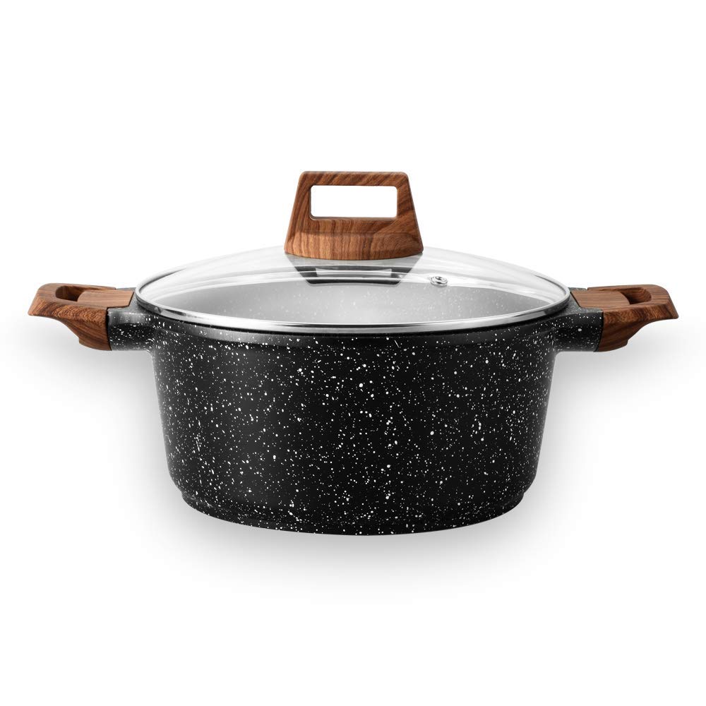 **ESLITE LIFE 5 Quart Nonstick Stock Pot with Lid - Granite Coating Large Soup Pot, Casserole Dish for Gas, Electric & Induction Stovetops - PFOA Free Cookware for Soups, Stews & Pasta**