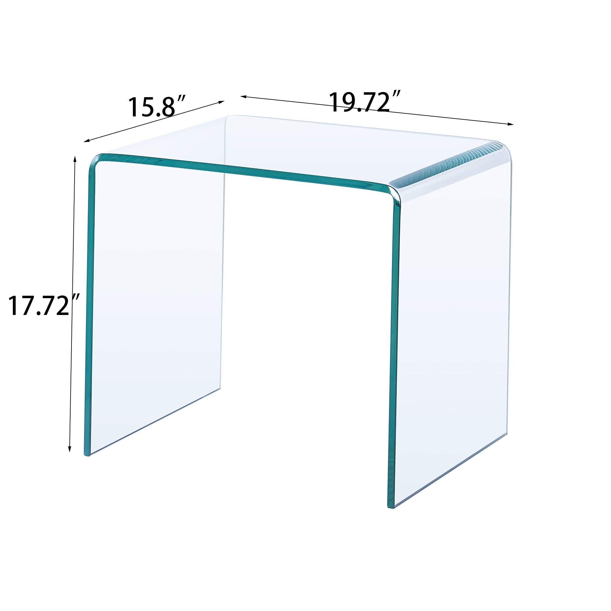 Modern Glass Side Table - N-Shaped Small End Table, Contemporary Rectangle Coffee Table for Living Room & Bedroom (19.72