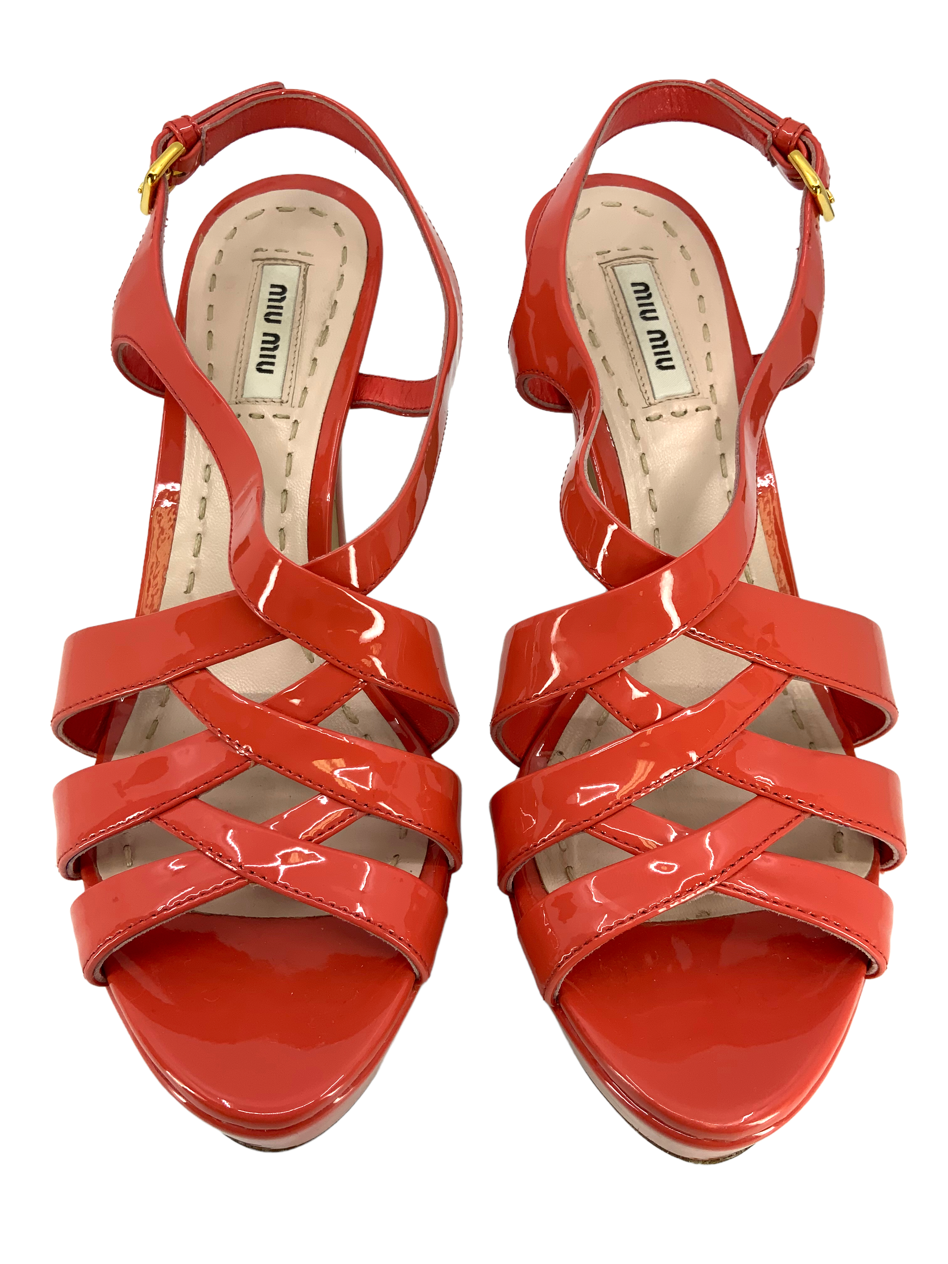 MIU MIU Women's Patent Leather Strappy Platform Sandals Size 7.5 - Perfect for Weddings, Parties & Summer Outfits