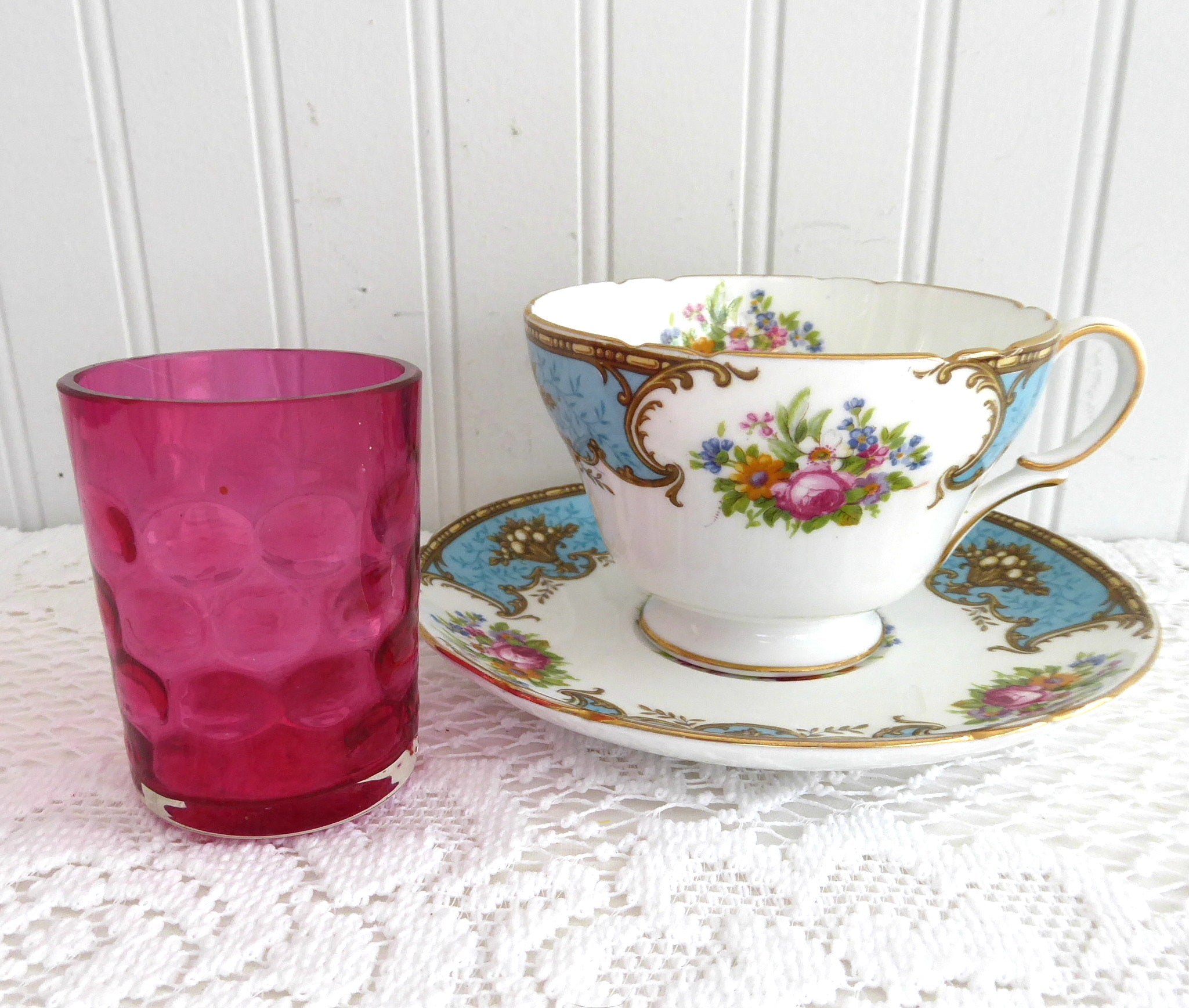 Antique Cranberry Glass Toothpick Holder - Vintage Baby Thumbprint & Inverted Thumbprint Design - Perfect for Table Setting, Collectors, and Home Decor