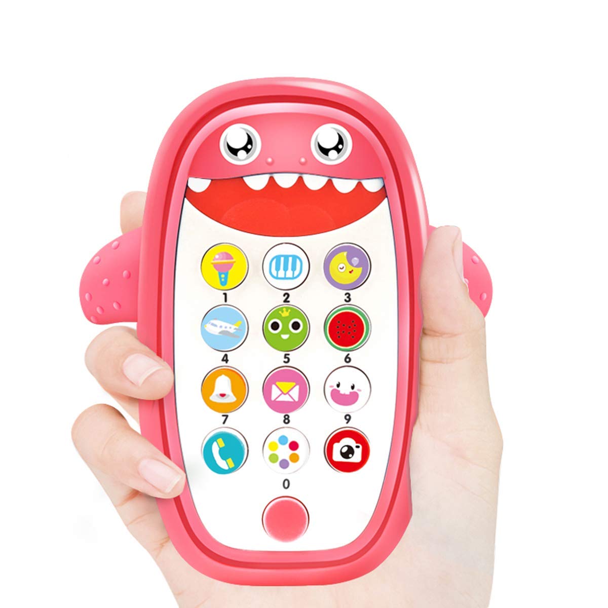 Baby Shark Musical Phone Toy with Lights & Sounds - Teething & Learning Toy for Babies & Toddlers - Interactive Educational Toy for Playtime & Early Development (Red)