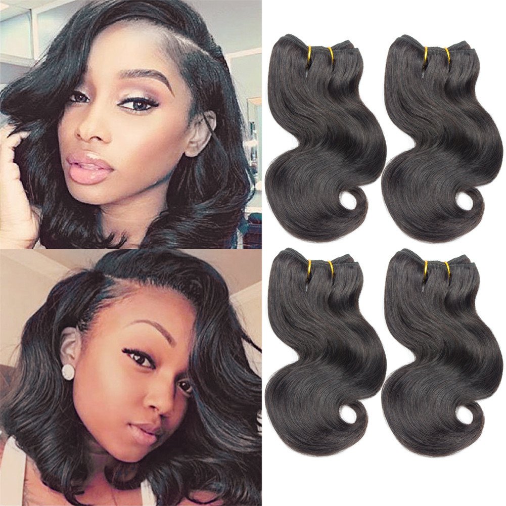 4 Bundles Brazilian Body Wave Virgin Human Hair Extensions 8