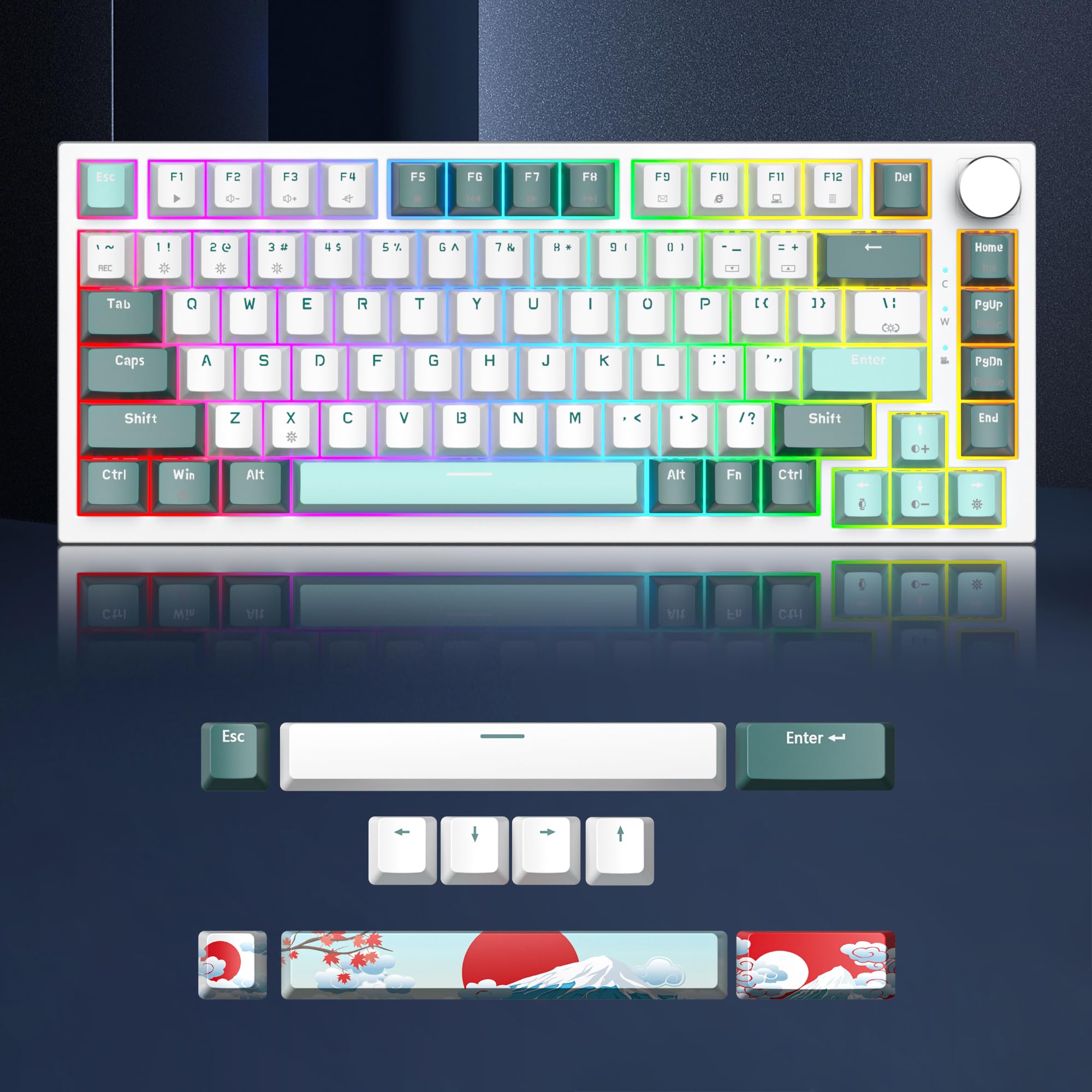 SbocKeeb 75% Gasket-Mounted Mechanical Keyboard - 82-Key Compact Wired RGB Gaming Keyboard with Hot-Swap Sockets & Sound Dampening Foam for Mac/Windows (Green Forest) - Perfect for Typing, Gaming & Office Work