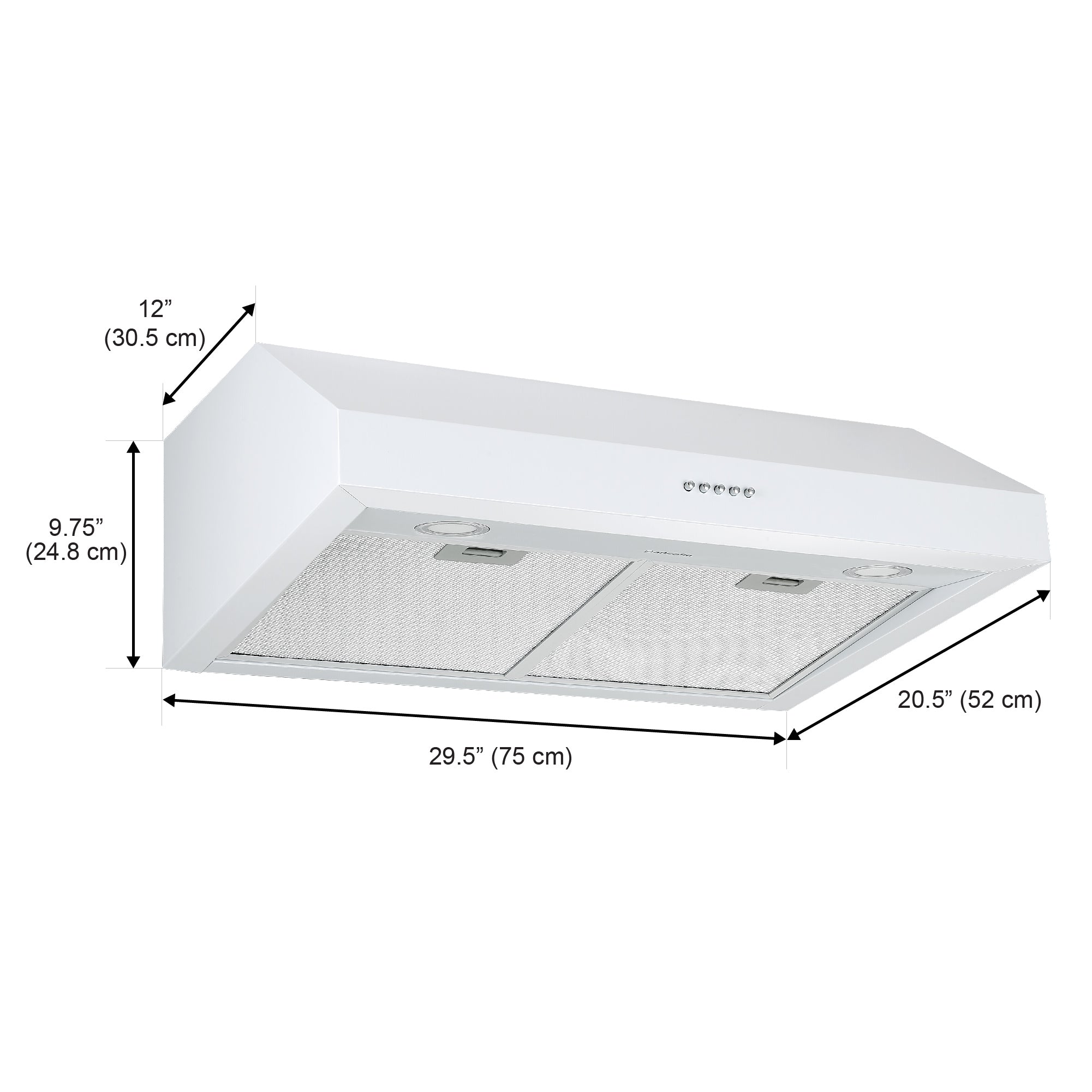 Ancona 30 Inch Ducted Under Cabinet Range Hood in White - Powerful Kitchen Ventilation for Smoke & Odor Removal - Perfect for Home Cooking & Baking