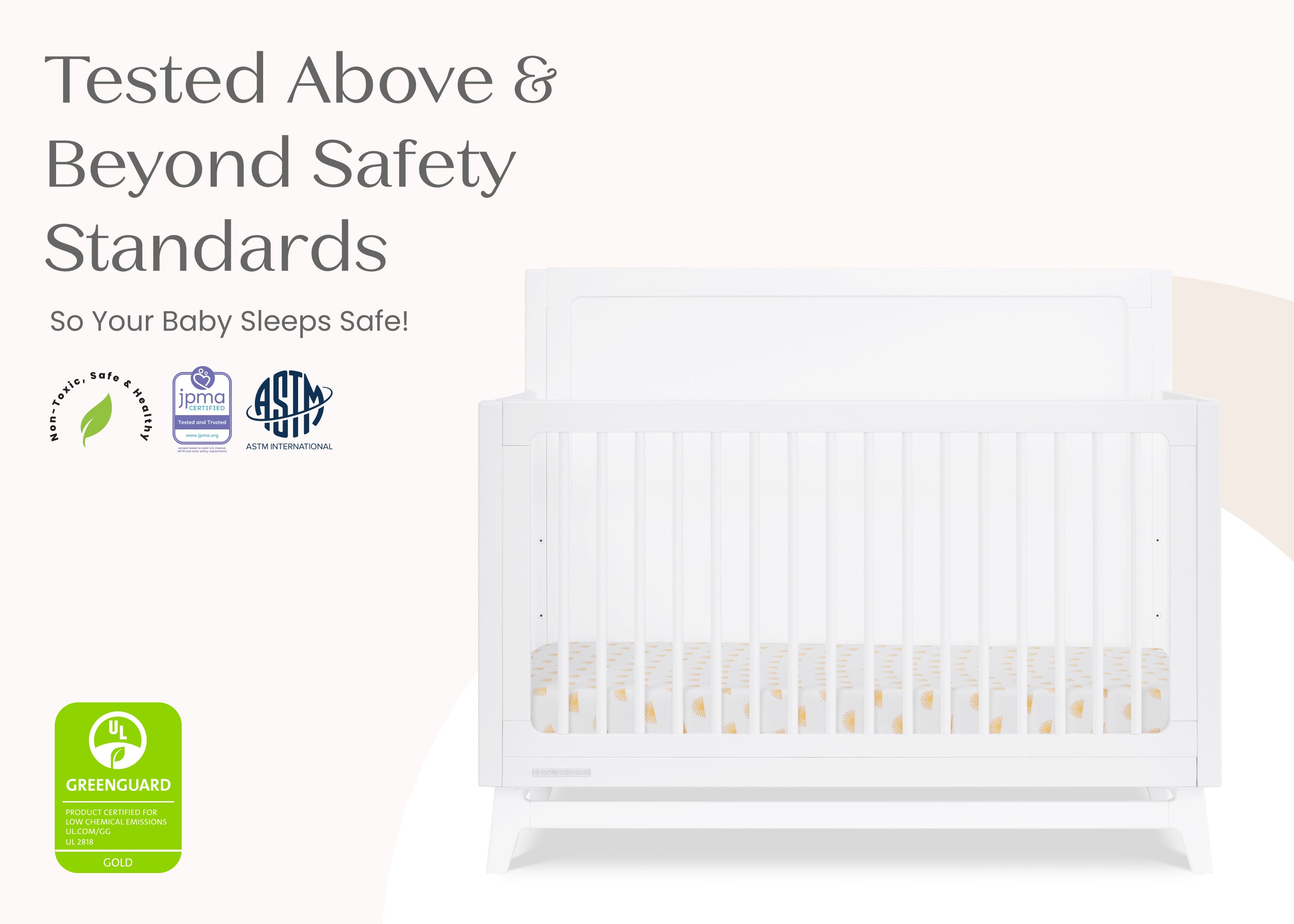 Convertible 6-in-1 Baby Crib by Spencer - Nursery Furniture That Grows with Your Child from Newborn to Toddler Bed