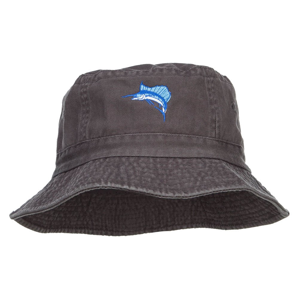 Sailfish Embroidered Pigment Dyed Bucket Hat for Men & Women - UPF 50+ Sun Protection, Adjustable Chin Strap - Perfect for Fishing, Boating, Beach & Outdoor Activities