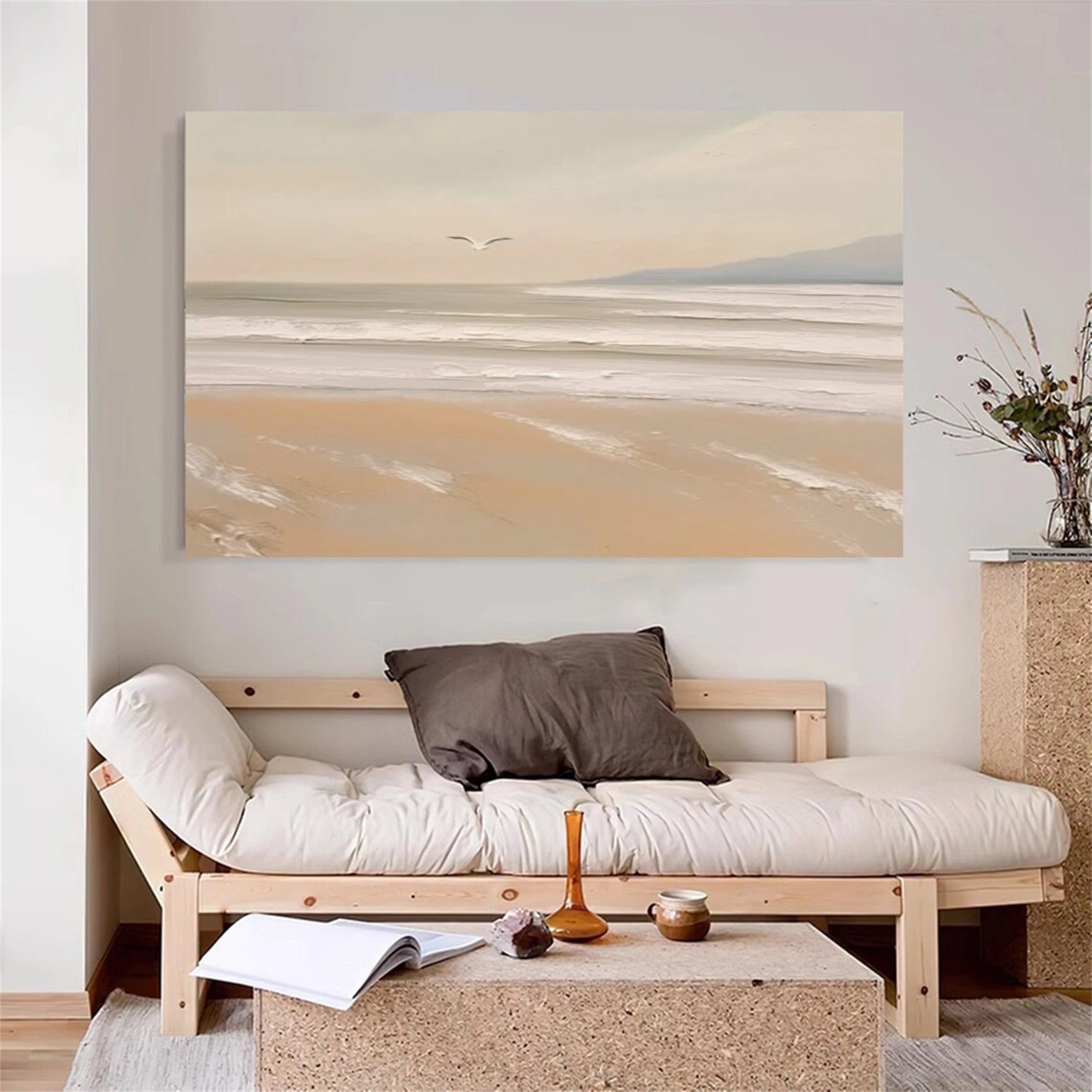 Ocean and Sky Painting #OS 054 - Handmade Canvas Wall Art for Home & Office Decor - Perfect for Living Room, Bedroom or Gift