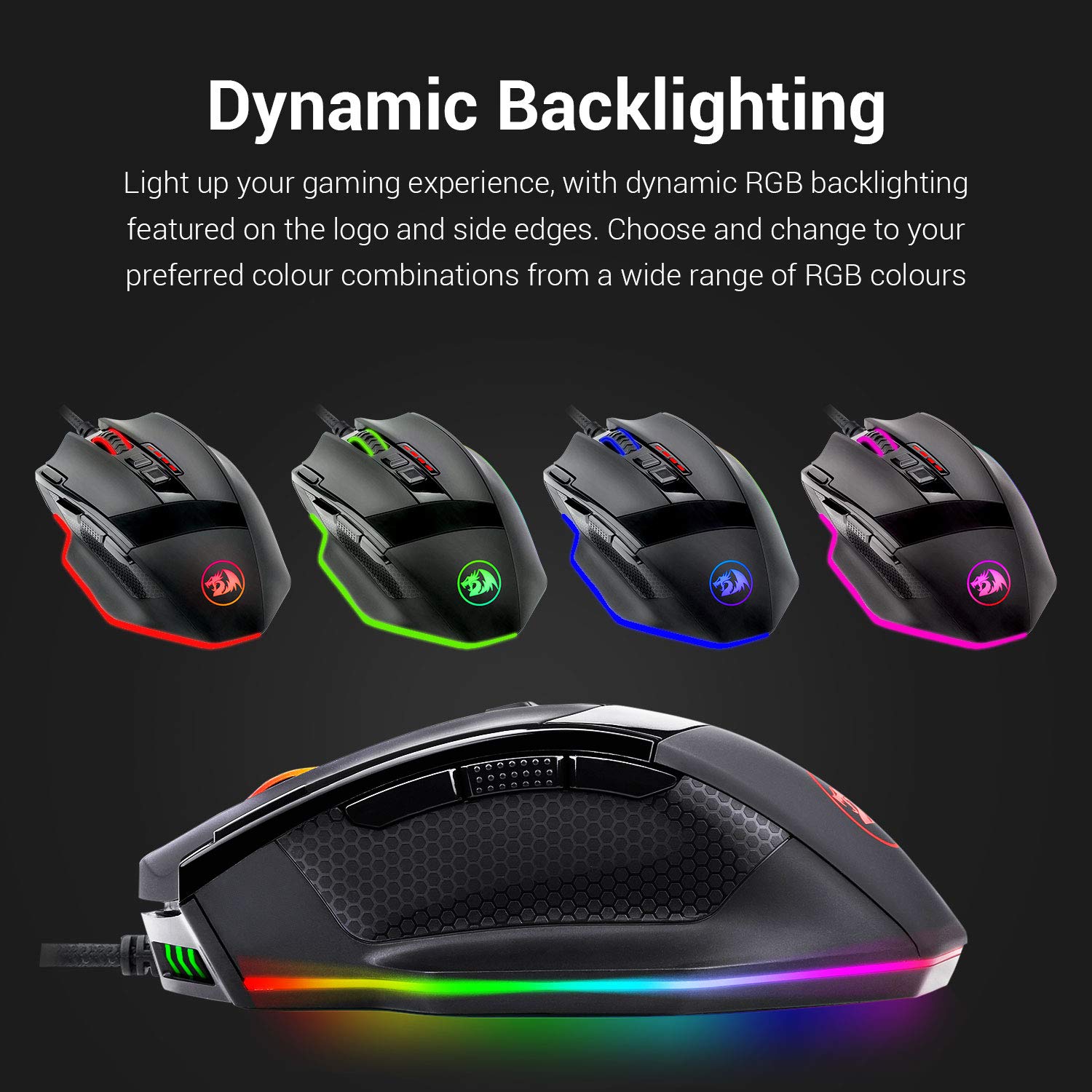 Redragon M801 RGB Gaming Mouse - 16000 DPI, 9 Programmable Buttons, Macro Recording, Fire Button for PC - Wired Black Ergonomic Mouse for MMO, FPS, and Windows Gaming (Perfect for Esports & Professional Gamers)