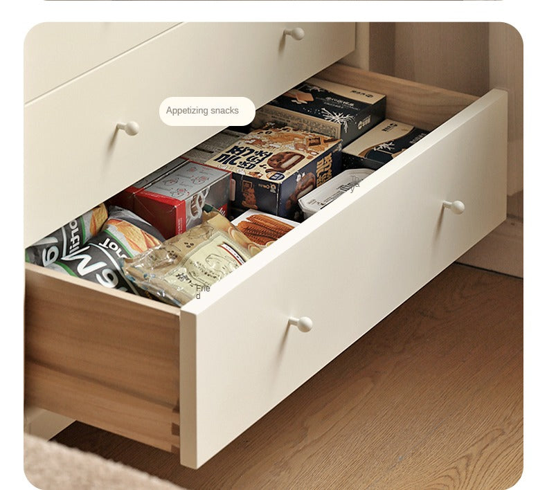 Solid Poplar Wood Chest of Drawers - Vintage Cream Storage Cabinet for Bedroom, Living Room & Office Organization