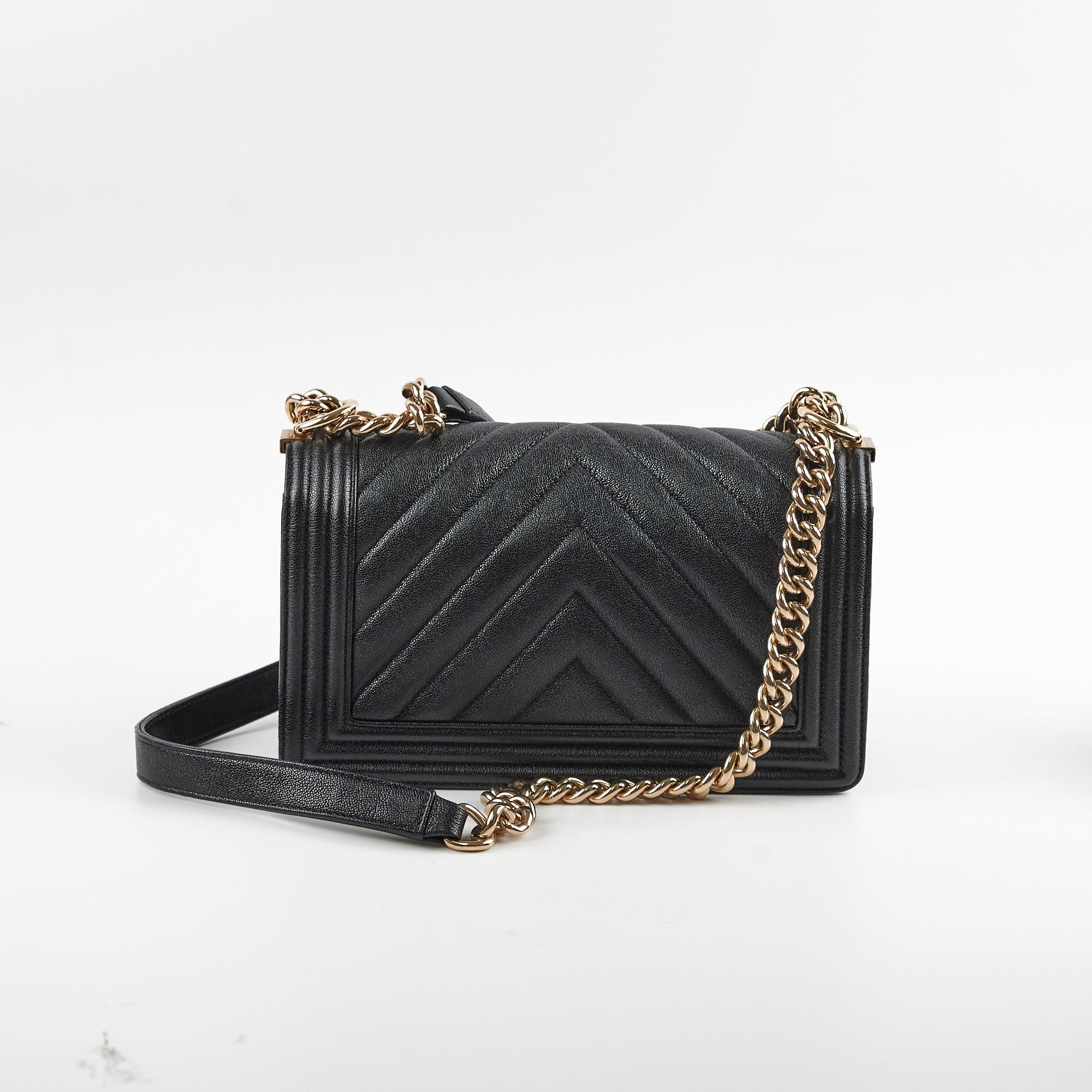 Chanel Boy Medium Flap Bag in Black Chevron Caviar Leather - Perfect for Evening Events & Luxury Fashion Accessories