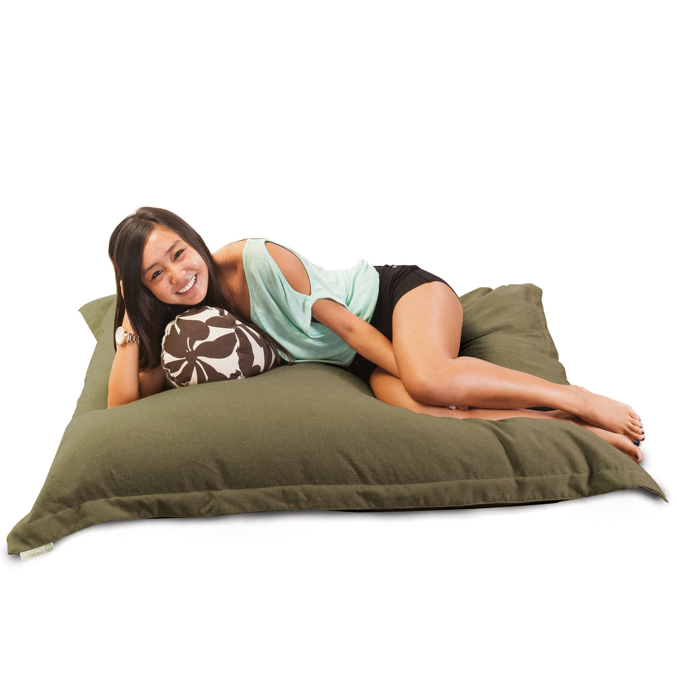 Majestic Home Goods Villa Floor Pillow with Fern Design - Soft Large Floor Cushion for Living Room, Bedroom, Yoga & Meditation