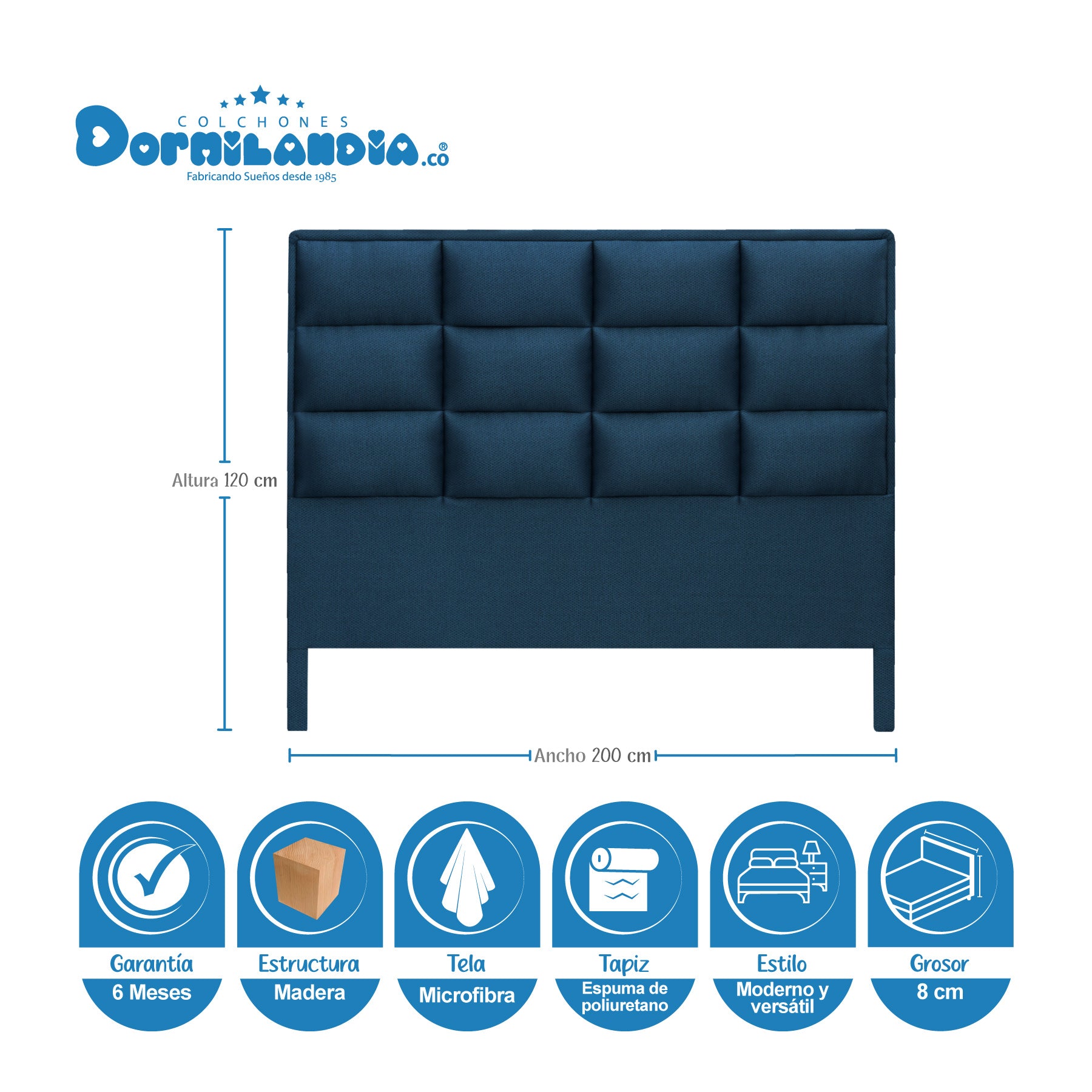Split Bed Base and London Blue Headboard Combo 200x200cm with Legs - Perfect for Modern Bedrooms, Guest Rooms, and Studio Apartments