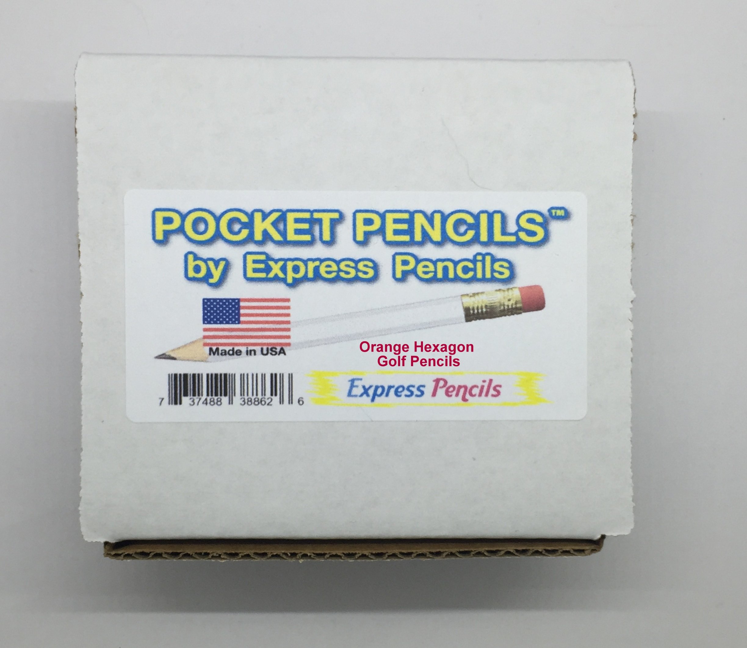 Half Pencils with Eraser - Golf, Classroom, School, Events - Mini #2 Pencils, Hexagon Shape, Pre-Sharpened, Non-Toxic (144-Pack, Orange Box) | Perfect for Golf Scorecards, Classroom Activities & Office Use