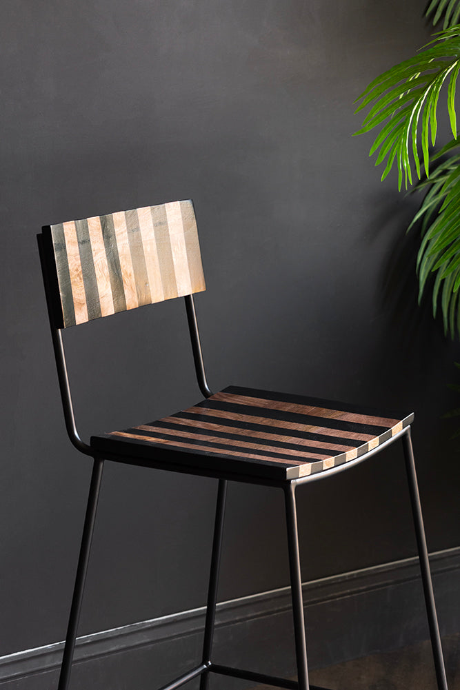 Black Stripe Wooden Bar Stool - 24