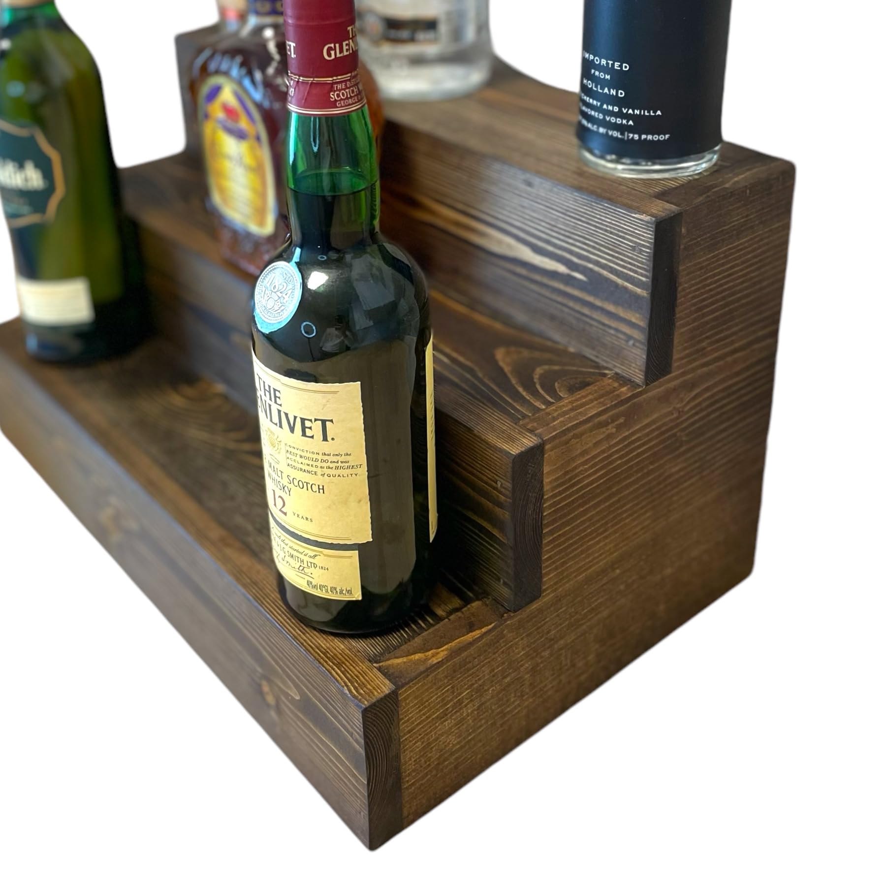 Handmade 3-Tier Wooden Display Shelf for Liquor Bottles & Bar Accessories - 30