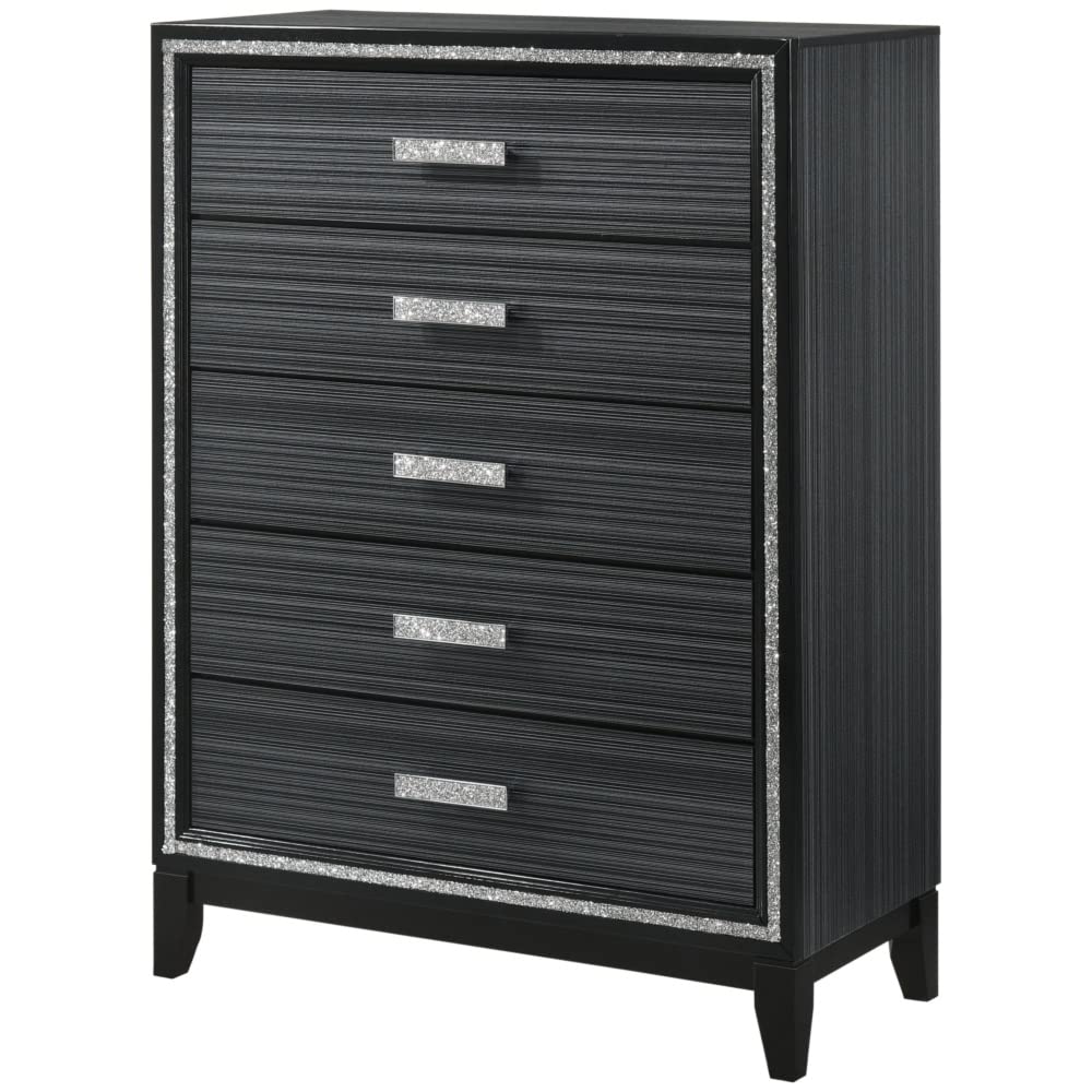 Haiden Chest Weathered Black Finish Storage Cabinet - 35