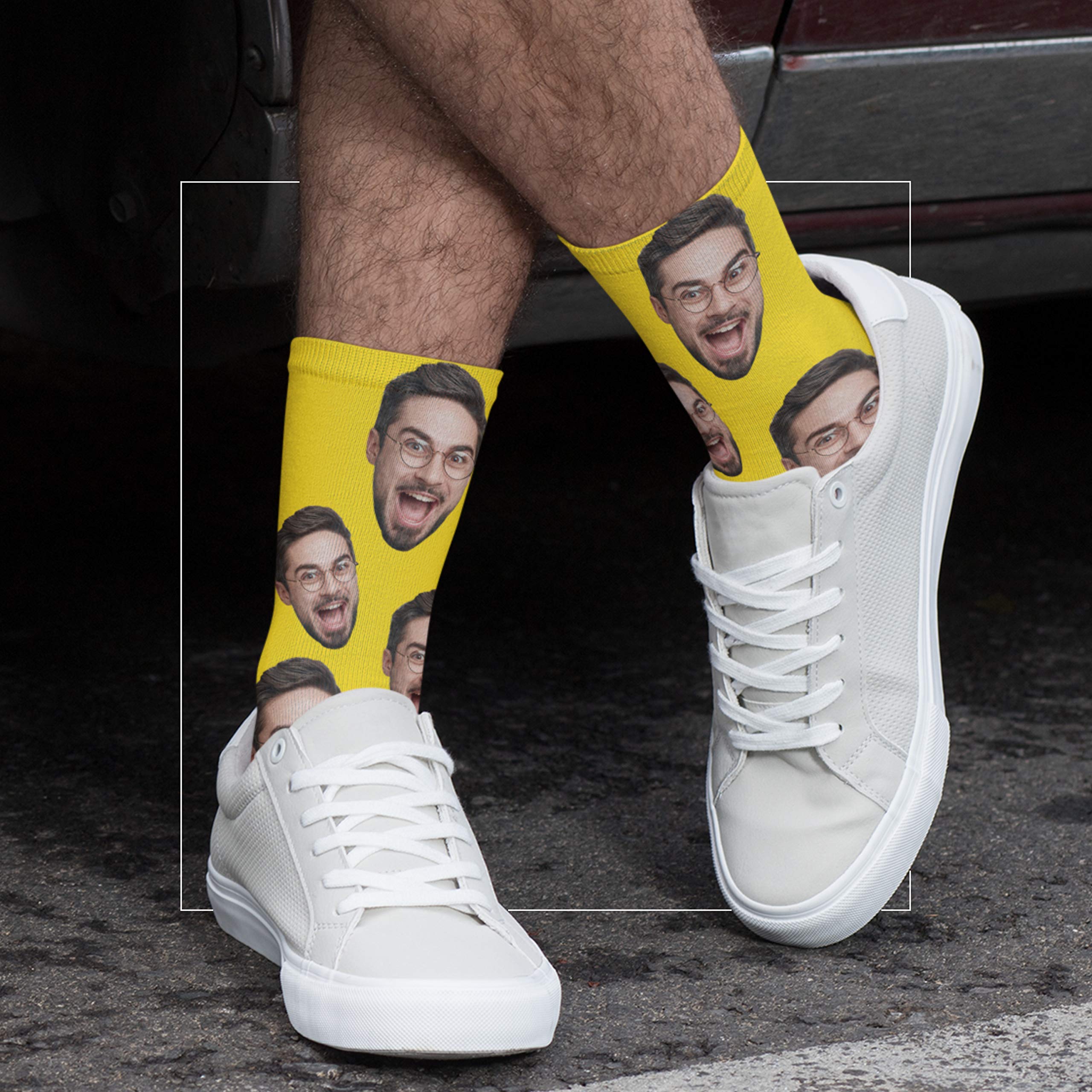 Custom Face Socks - Personalized Photo Socks with Your Face, Pet Cat or Dog - 9 Color Options - Perfect for Gifts, Couples & Family Keepsakes