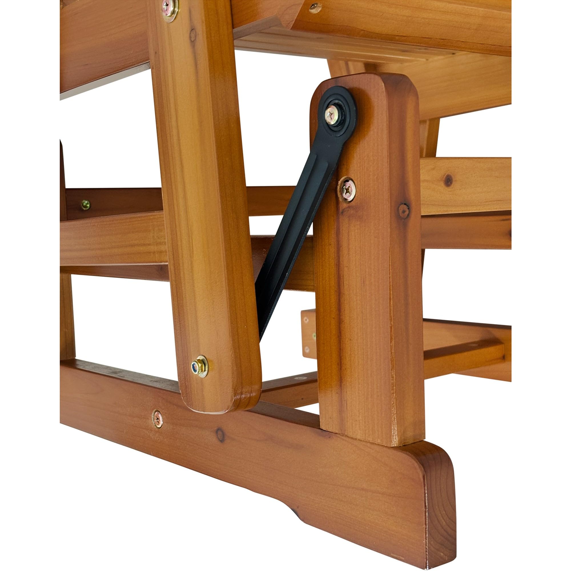 Fortune Candy Wooden Patio Glider - Single Person Outdoor Swing Chair with High Backrest & Deep Contoured Seat, Solid Fir Wood Construction, 600 LB Weight Capacity (Cedar Tone, Bridge Back) - Perfect for Porch, Garden, Deck Relaxation