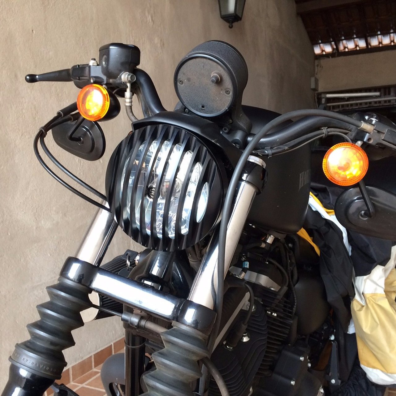 1 Pcs Motorcycle Headlight Grill Cover - Aluminum Headlamp Protector for Harley Davidson XL 1200 & XL 883 (2004-2014 Models) - Durable Accessory for Night Riding & Bike Customization