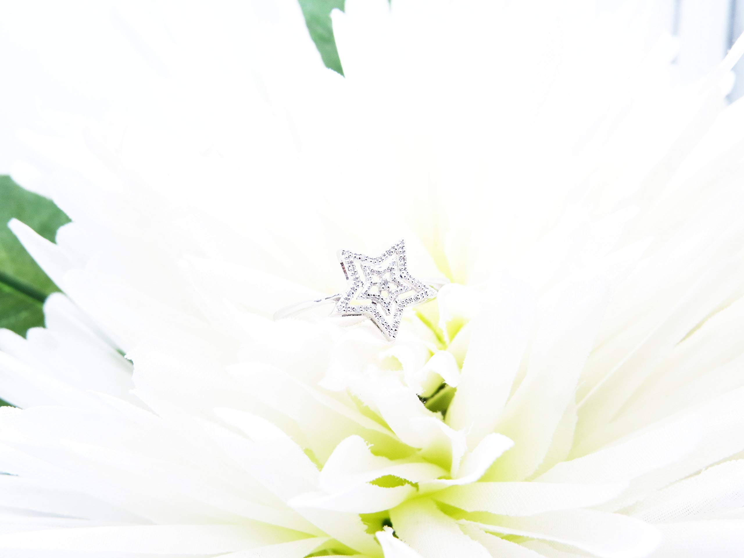 Dazzlingrock 10kt White Gold Women's Round Diamond Star Ring - 1/20 CTW Sparkling Jewelry for Anniversary, Engagement & Gift Giving