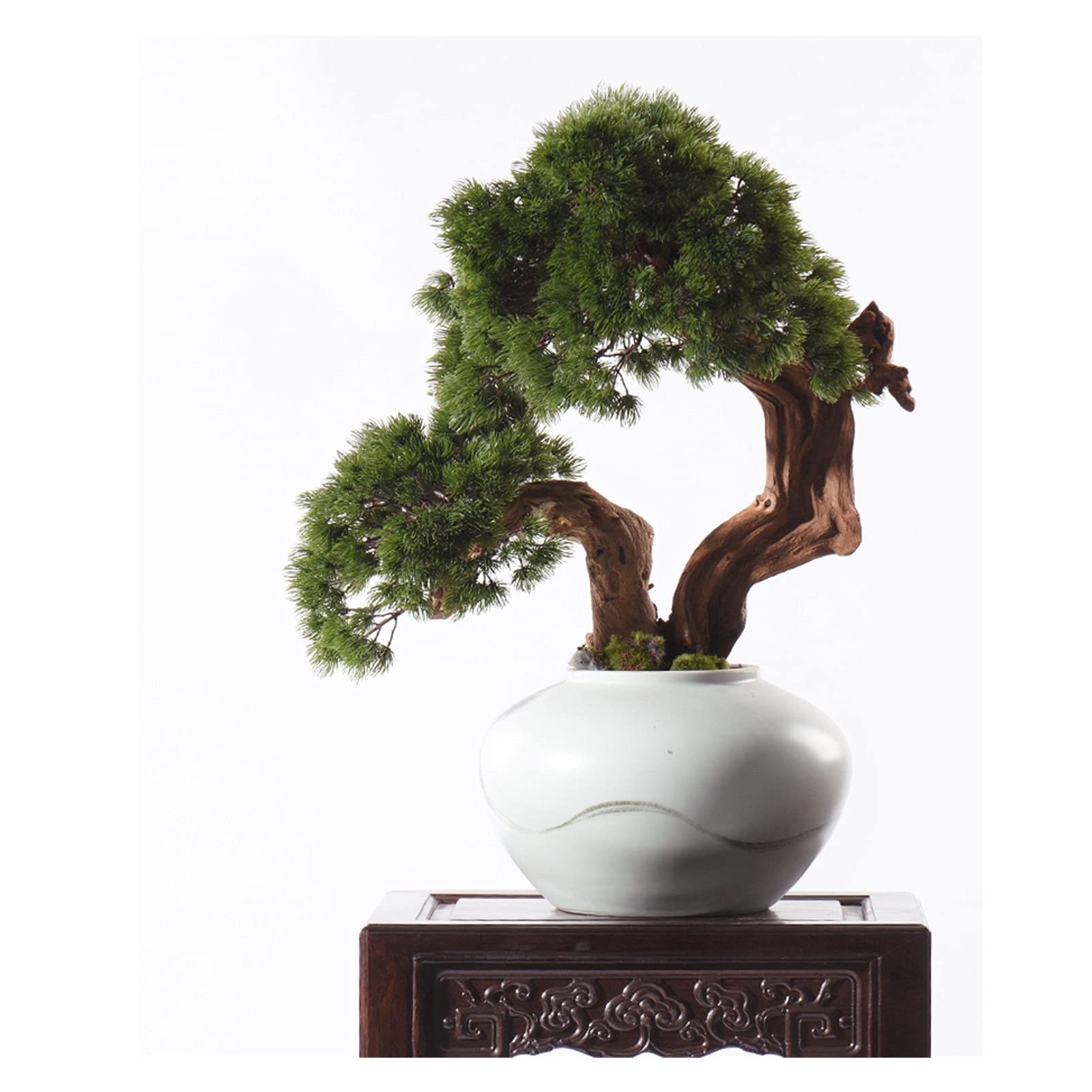 Liushop Artificial Bonsai Tree - Realistic Fake Plant with Ceramic Pot, Green Leaves for Home & Office Decor - Perfect for Living Room, Desk, Shelf Display and Zen Decorations