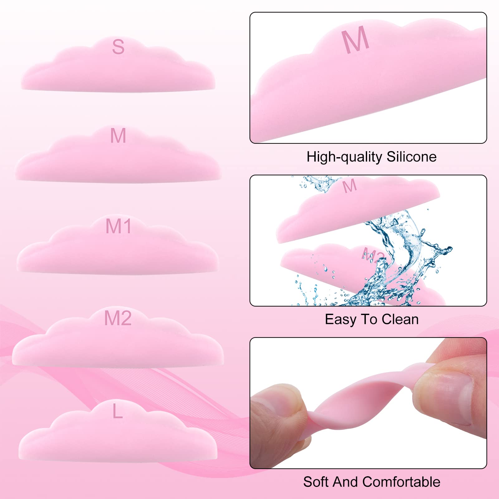 Professional Eyelash Perming Curler Set - 5 Sizes Silicone Eyelash Shield Pads with Y-Shape Brush - Reusable Lash Lift Kit (44pcs) for Salon & Home Use - Perfect for Eyelash Extensions & Beauty Treatments