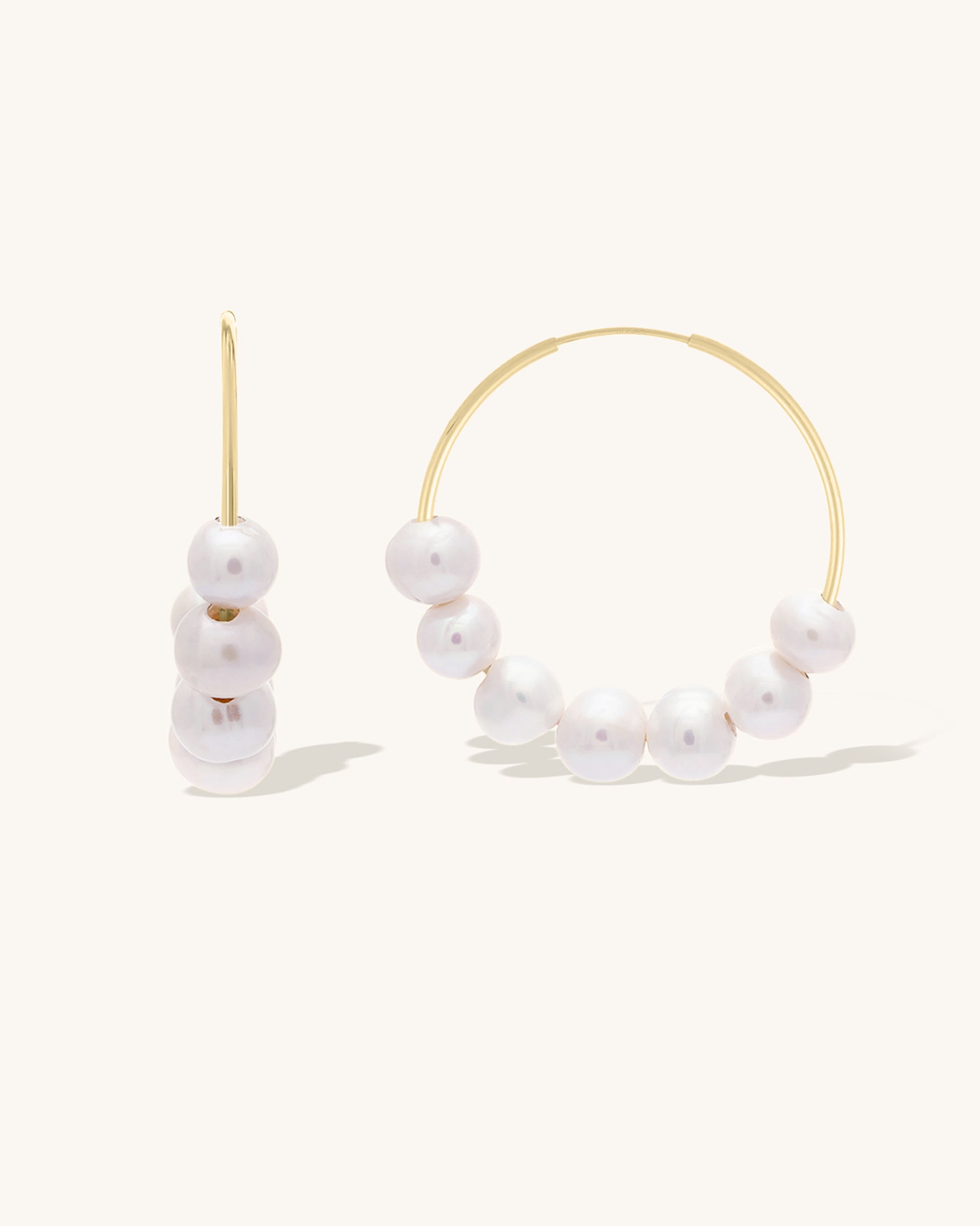 Cannes Hoops Pearl Earrings - Elegant Pearl Drop Hoop Earrings for Women | Perfect for Weddings, Parties & Special Occasions