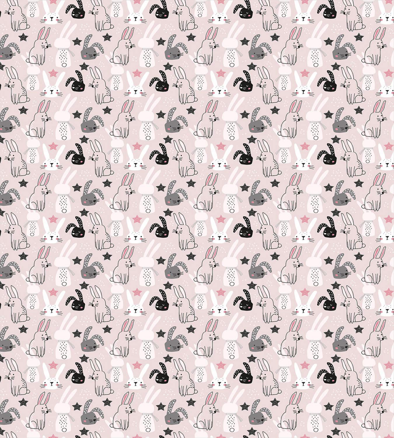 Ambesonne Easter Bunny Duvet Cover Set - Cartoon Bunnies & Hand-Drawn Stars Design, 3-Piece King Size Bedding Set with 2 Pillow Shams in Rose Charcoal Grey | Perfect for Easter Decor, Spring Bedroom Makeover & Cozy Holiday Home Styling