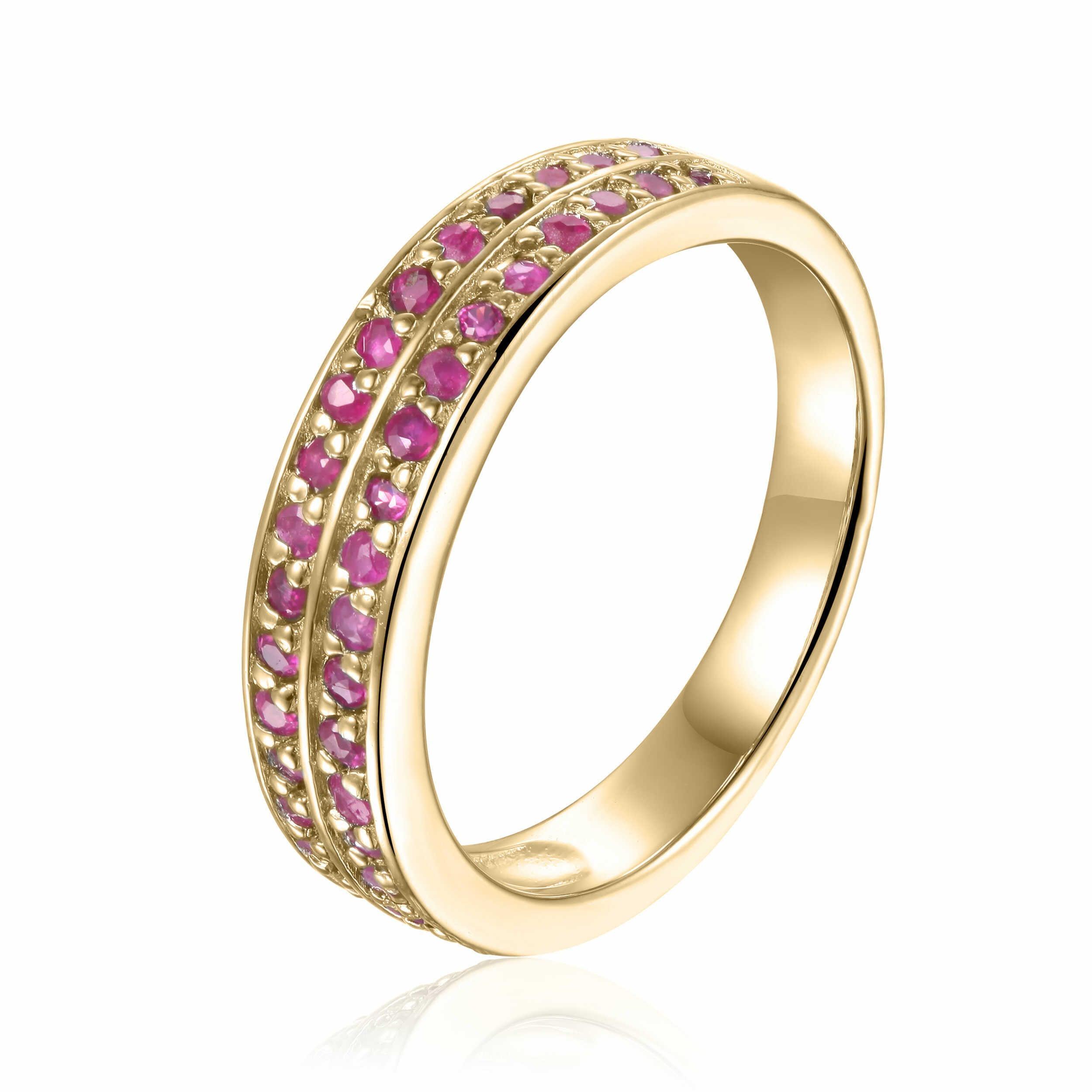 Ruby Dual Eternity Ring - 14K Gold Stackable Wedding Band for Women | Anniversary, Engagement & Promise Rings | Perfect Gift for Her