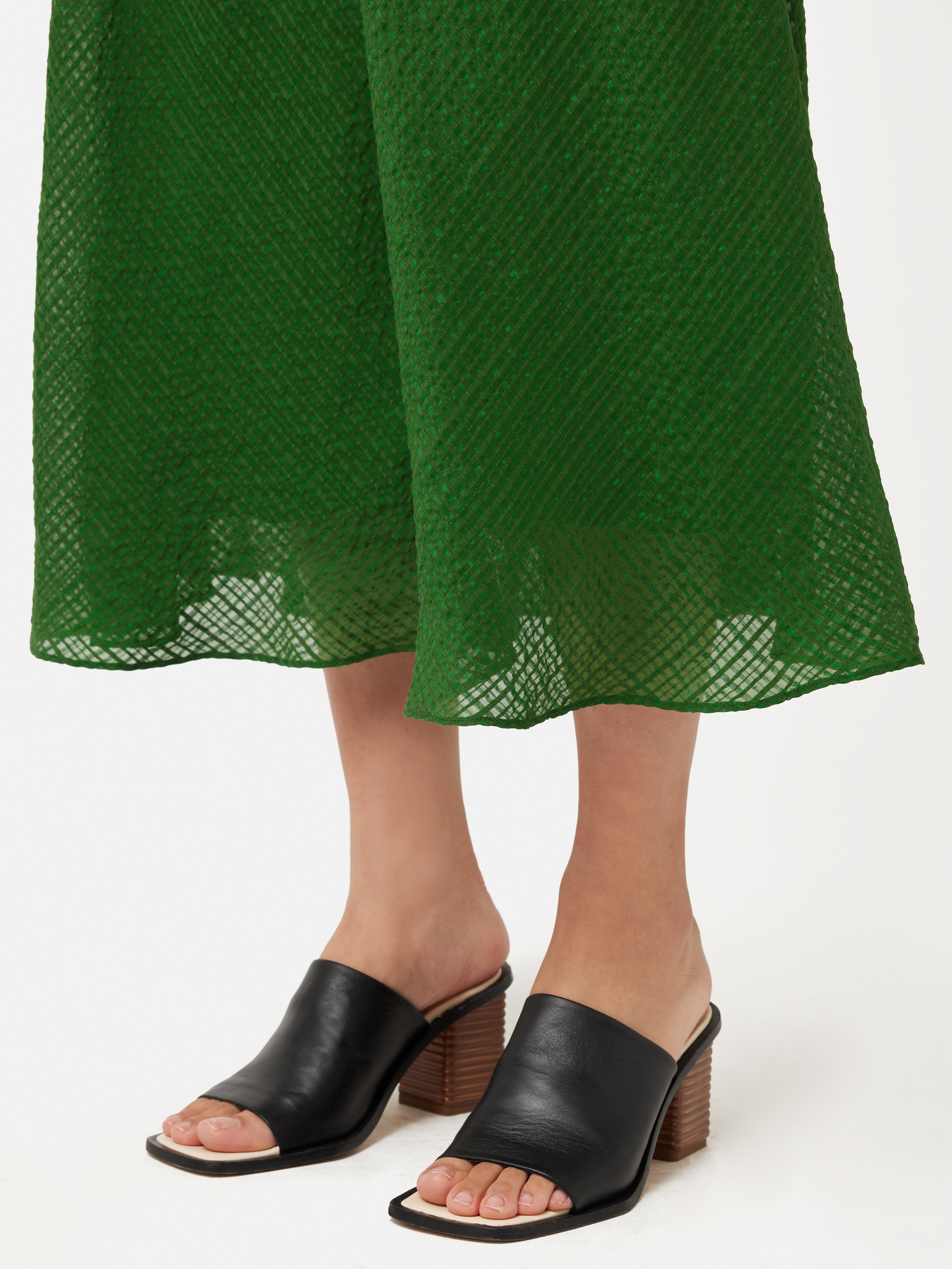 Elegant Green Silk Linen Gauze Midi Dress for Women - Summer Boho Chic Flowy Beach Dress for Vacation, Date Night & Outdoor Events