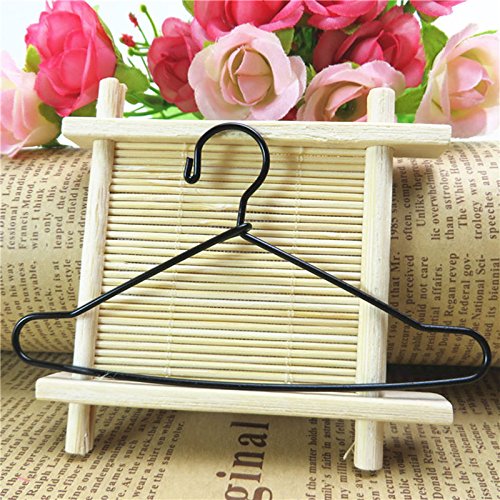 JANOU 10pcs Miniature Dollhouse Clothes Hangers - Small Wire Clothing Rack for Doll Accessories (Black) | Perfect for DIY Dollhouse Decor, Barbie Closet Organizer & Mini Fashion Display