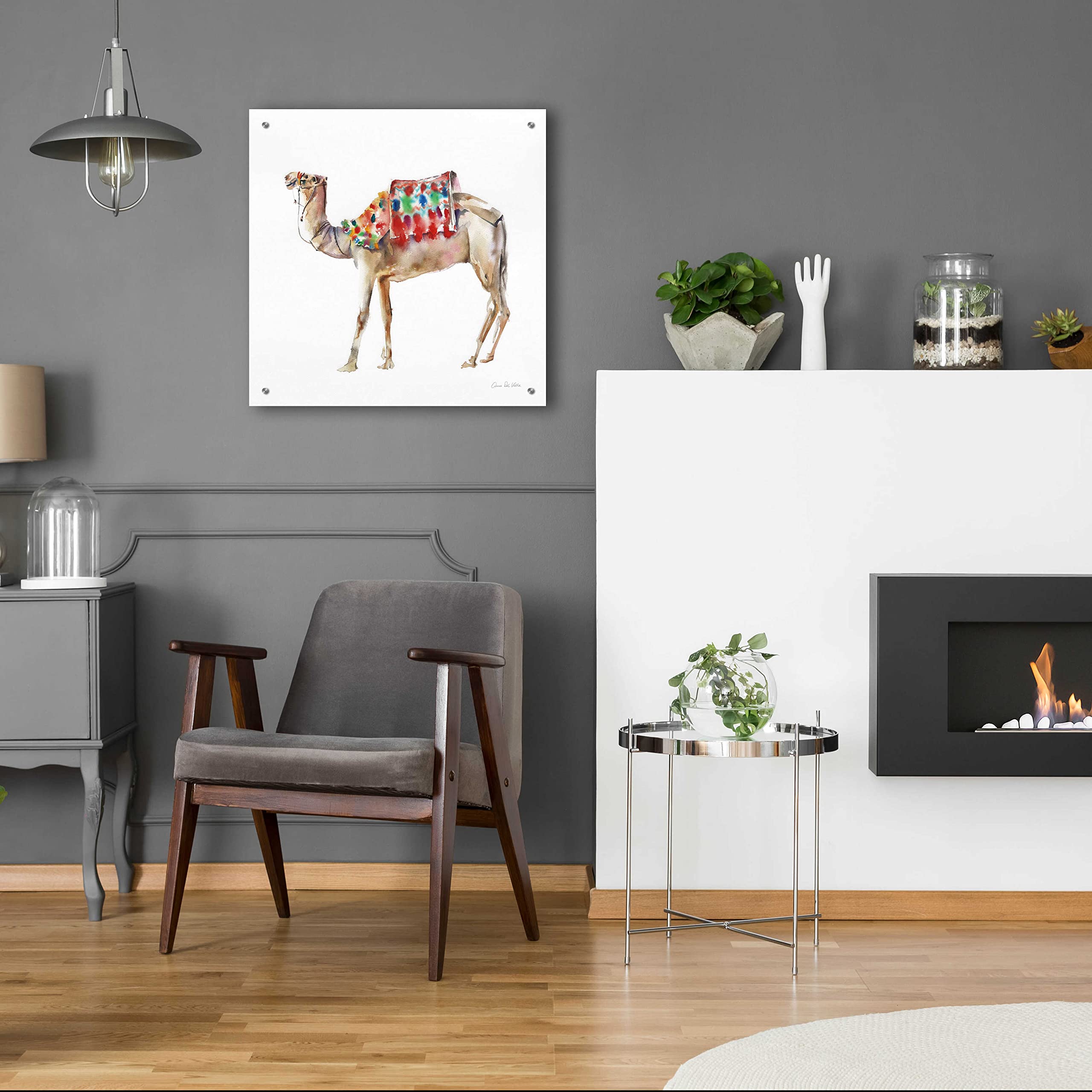 Alan Majchrowicz 'Desert Camel II' Acrylic Glass Wall Art - 24x24 Inches Modern Home Decor for Living Room, Bedroom & Office