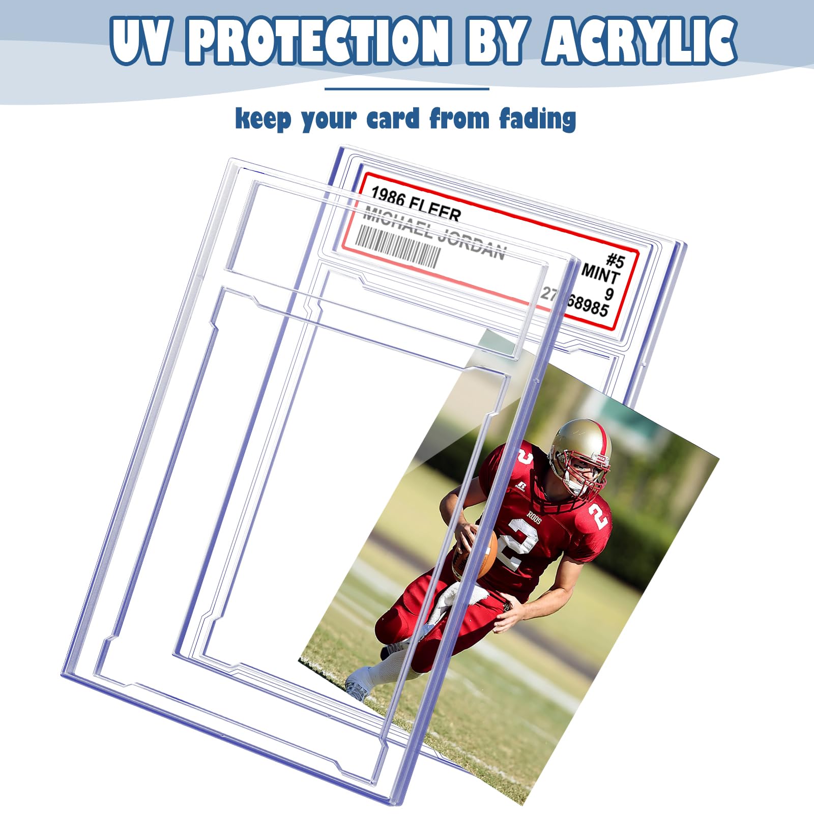 6 PCS Acrylic Trading Card Holders - Graded Card Slab Sleeves with Label Position for MTG, TCG & Sports Cards | Perfect for Storage, Display & Collectible Protection (Ideal for Card Showcases, Home Decor & Gaming Tournaments)