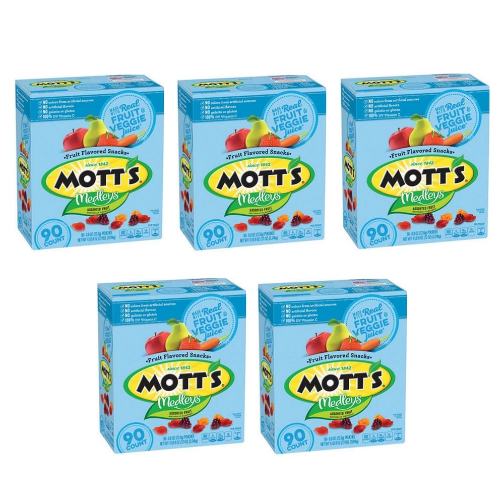 Mott's Medley Assorted Fruit Flavored Snacks - 90 Count (5 Pack) | Healthy Kids Snacks, Lunch Box Treats & On-the-Go Energy Boosters