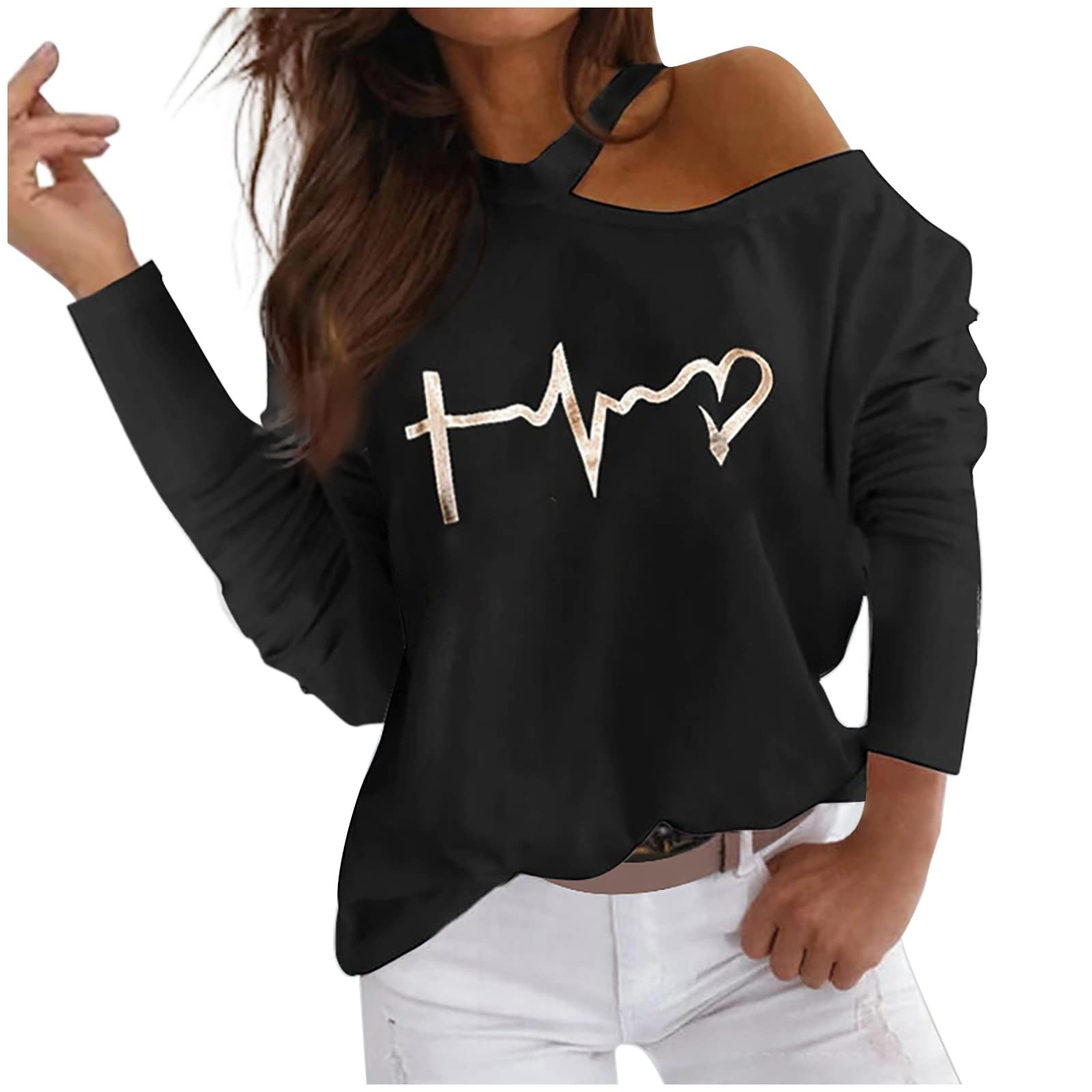 Women's Long Sleeve Printed Loose Blouse - Autumn Winter Fashion Sweatshirt Tops for Casual Wear & Office Outfits