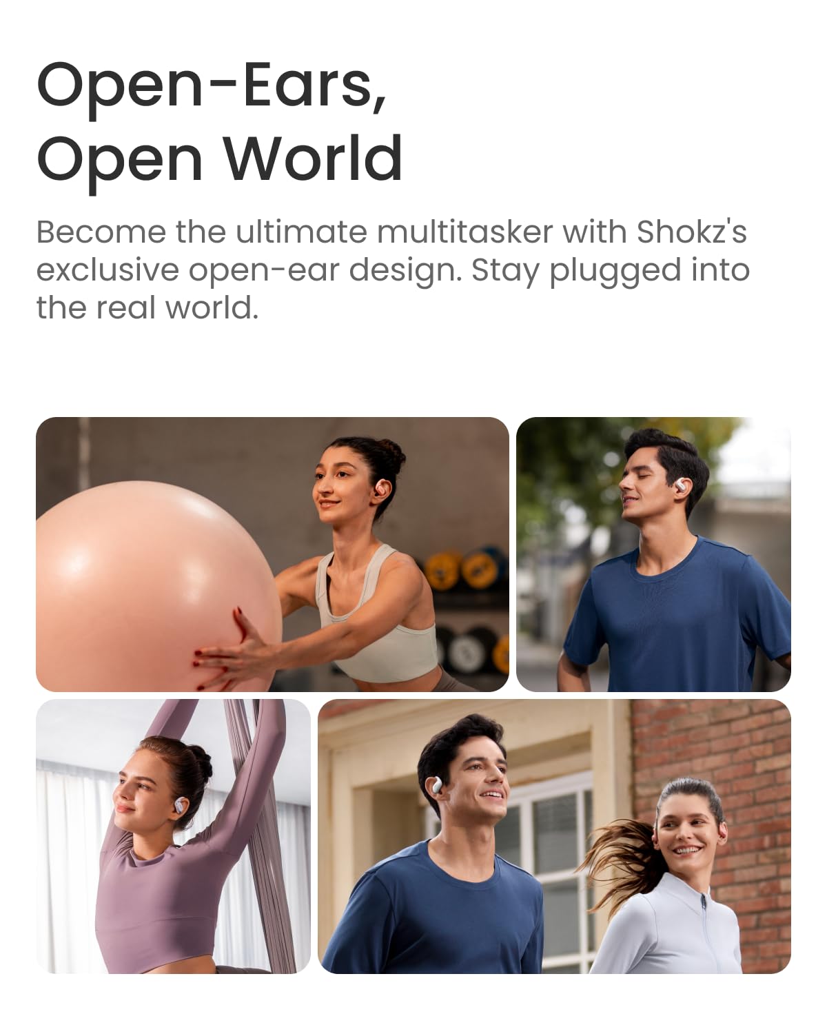 SHOKZ OpenFit Air Open-Ear True Wireless Earbuds - Bluetooth Headphones with Secure Earhooks, IP54 Water Resistant, Comfortable for Running, Workouts & Daily Use - Black