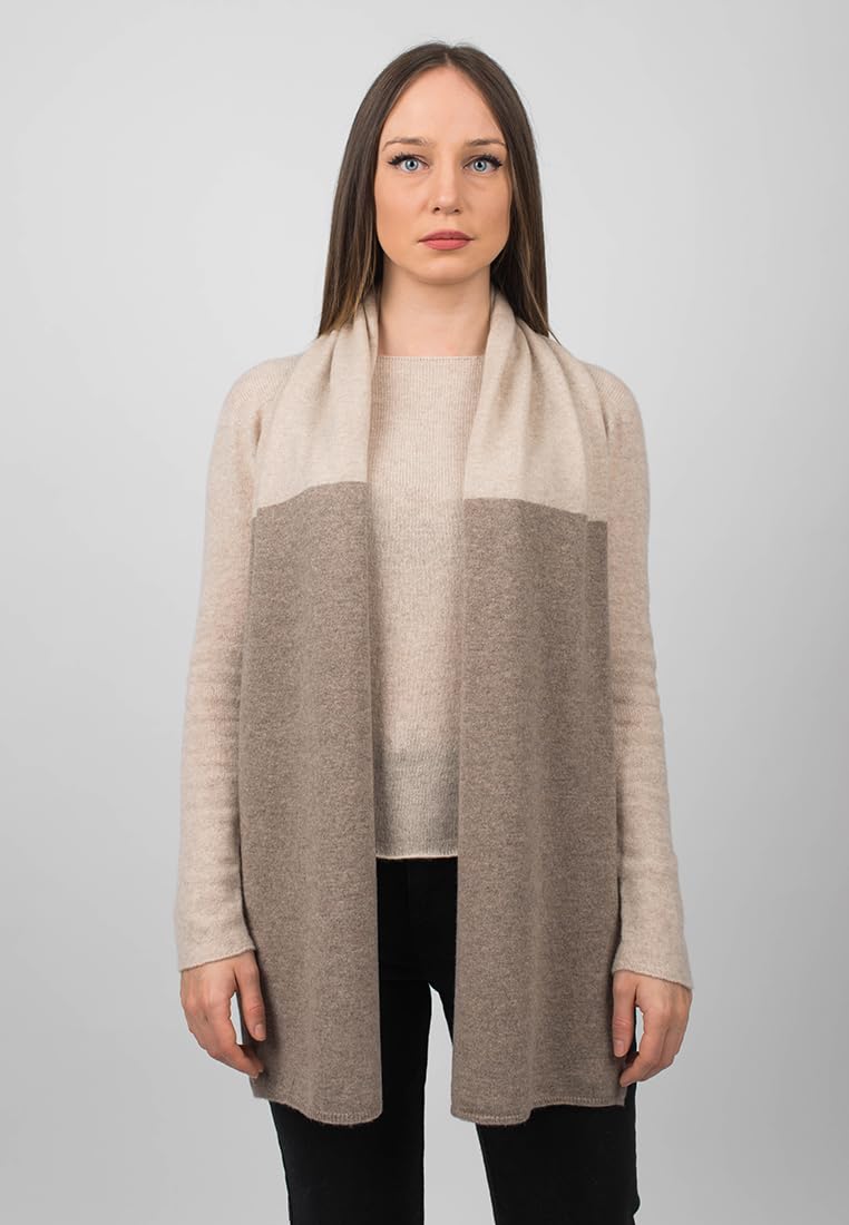 Luxury Dalle Piane Cashmere Bicolor Scarf - 100% Pure Italian Cashmere for Women & Men - Perfect for Winter Fashion & Gift Giving