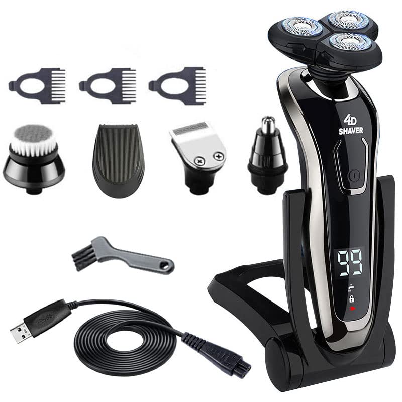 5-in-1 Electric Head Shaver for Bald Men - Waterproof Wet/Dry Rechargeable Razor with LCD Display | Perfect for Travel, Gym & Daily Facial Shaving