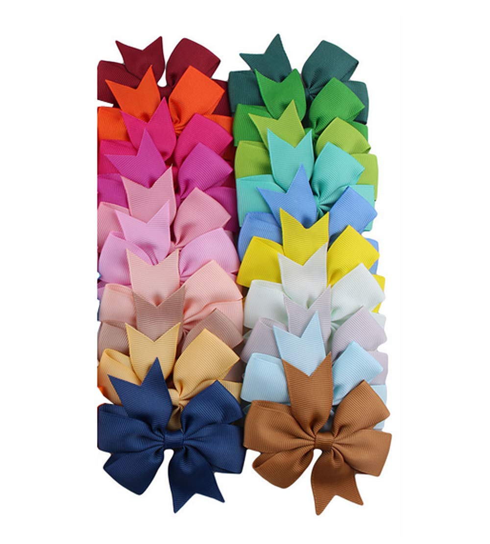 Baby Girls Boutique Grosgrain Ribbon Pinwheel Hair Bows Clips - Adorable Hair Accessories for Toddlers, Kids & Teens - Perfect for Birthday Gifts, Parties & Special Occasions