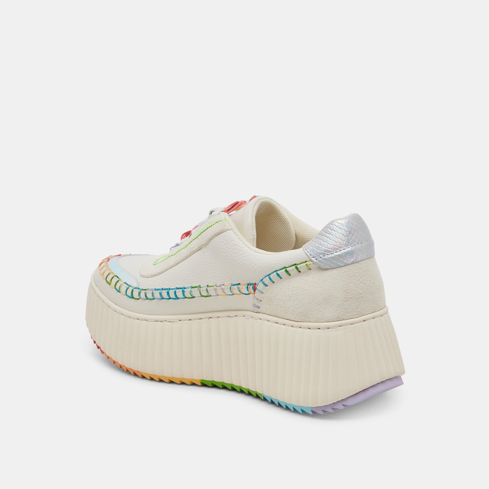 DOLEN PRIDE Sneakers for Men & Women - White Multi-Color Leather Casual Shoes for Walking, Running & Everyday Wear