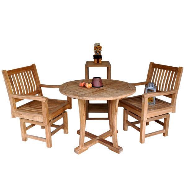Premium Teak Rialto 3-Piece Outdoor Bistro Set - Patio, Garden, and Balcony Dining Furniture - Weather-Resistant & Durable