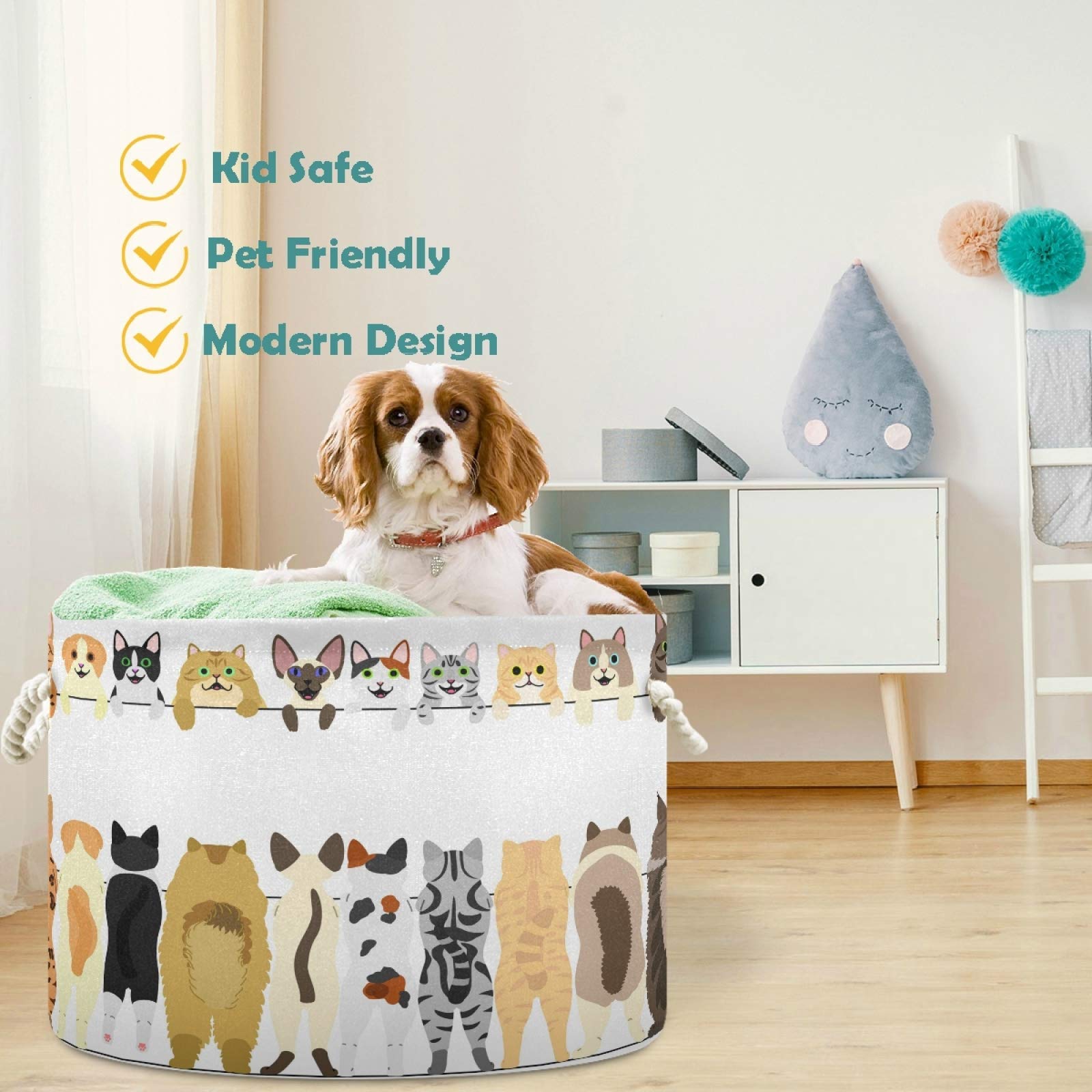 Visesunny Collapsible Fabric Storage Basket for Pets - Dog Toy & Laundry Organizer Bin for Bathroom, Bedroom, Nursery, Closet & Office | Perfect for Pet Supplies, Kids' Toys & Household Storage