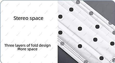 Wisezag 100-Pack Disposable 3-Ply Face Masks for Women - Breathable 3-Layer Surgical Masks with Nose Clip & Comfortable Earloop, White Dot Printed Design | Perfect for Daily Protection, Office, Travel & Public Spaces