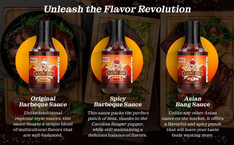 Blazing Star Asian Bang Sauce - Bold & Spicy Hot Sauce with Soy Sauce, Honey, Garlic, Sesame Oil, Onion & Chili Flakes - Perfect for Egg Rolls, Stir Fry, Noodles, Dumplings & BBQ Glaze (20 oz)