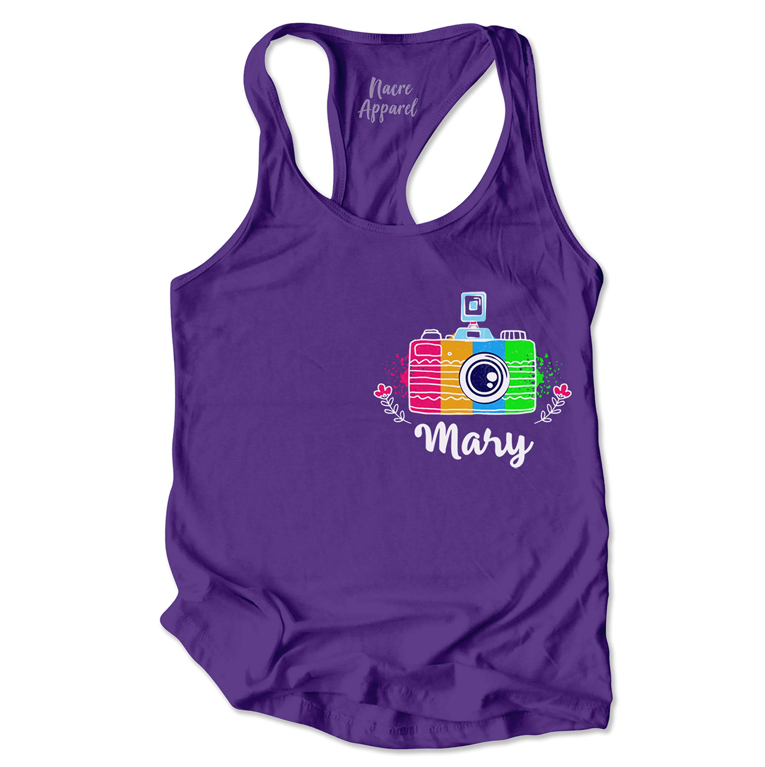 Women's Rainbow Camera Print Photography T-Shirt - Custom Photographer Outfit for Photo Shoots, Camera Enthusiasts & Creative Professionals