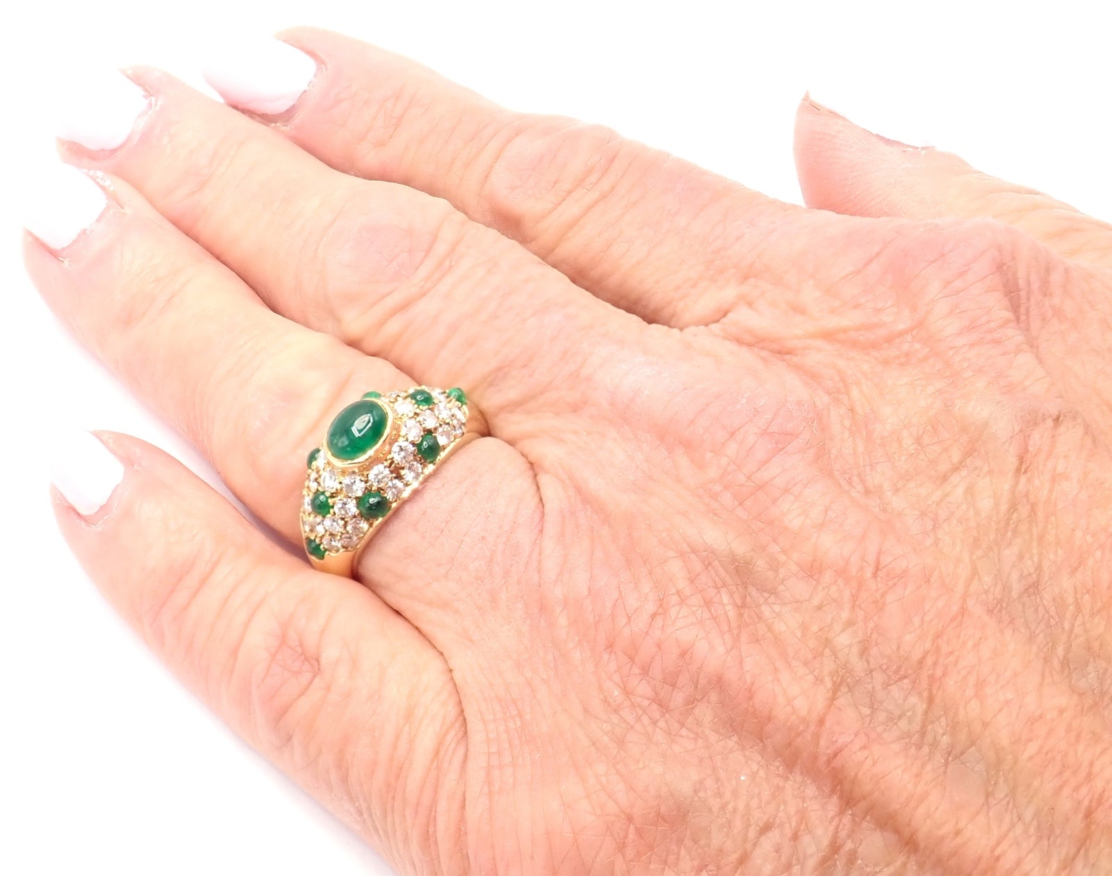 Authentic Vintage Cartier Panthere 18k Yellow Gold Diamond & Emerald Ring for Women - Luxury Jewelry Gift for Anniversary, Engagement & Special Occasions