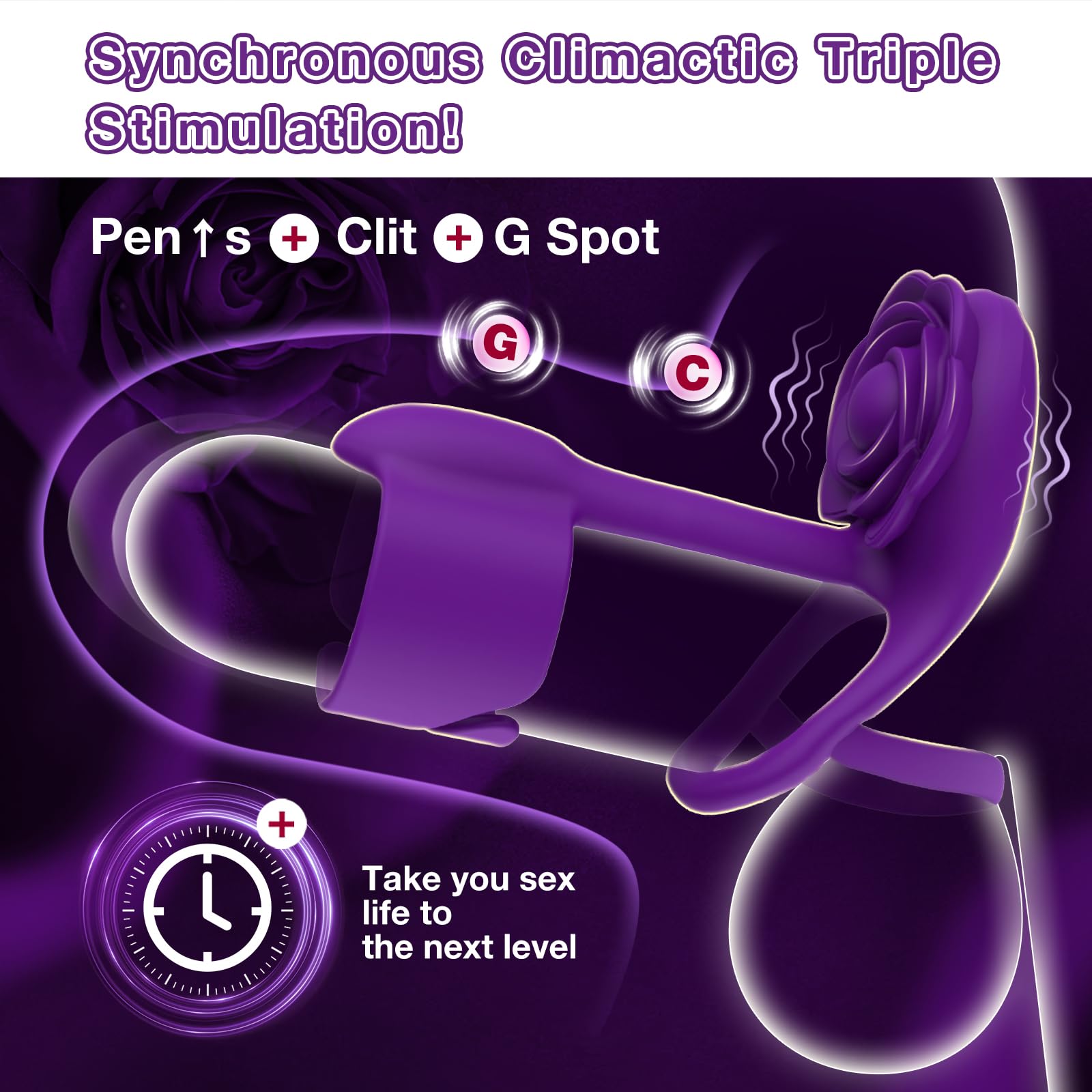 RIDMII 3-in-1 Vibrating Cock Ring for Couples - Remote Control Rose Shaped Clitoral Stimulator with 10 Powerful Vibration Modes | Enhance Intimacy & Spice Up Your Sex Life in Bedroom or Romantic Nights
