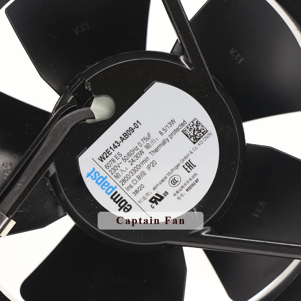 EBM Papst W2E143-AB09-01 230V AC Axial Fan 24W/30W for UPS Systems & Chassis Cabinets - Reliable Cooling Solution for Server Racks & Electronic Enclosures